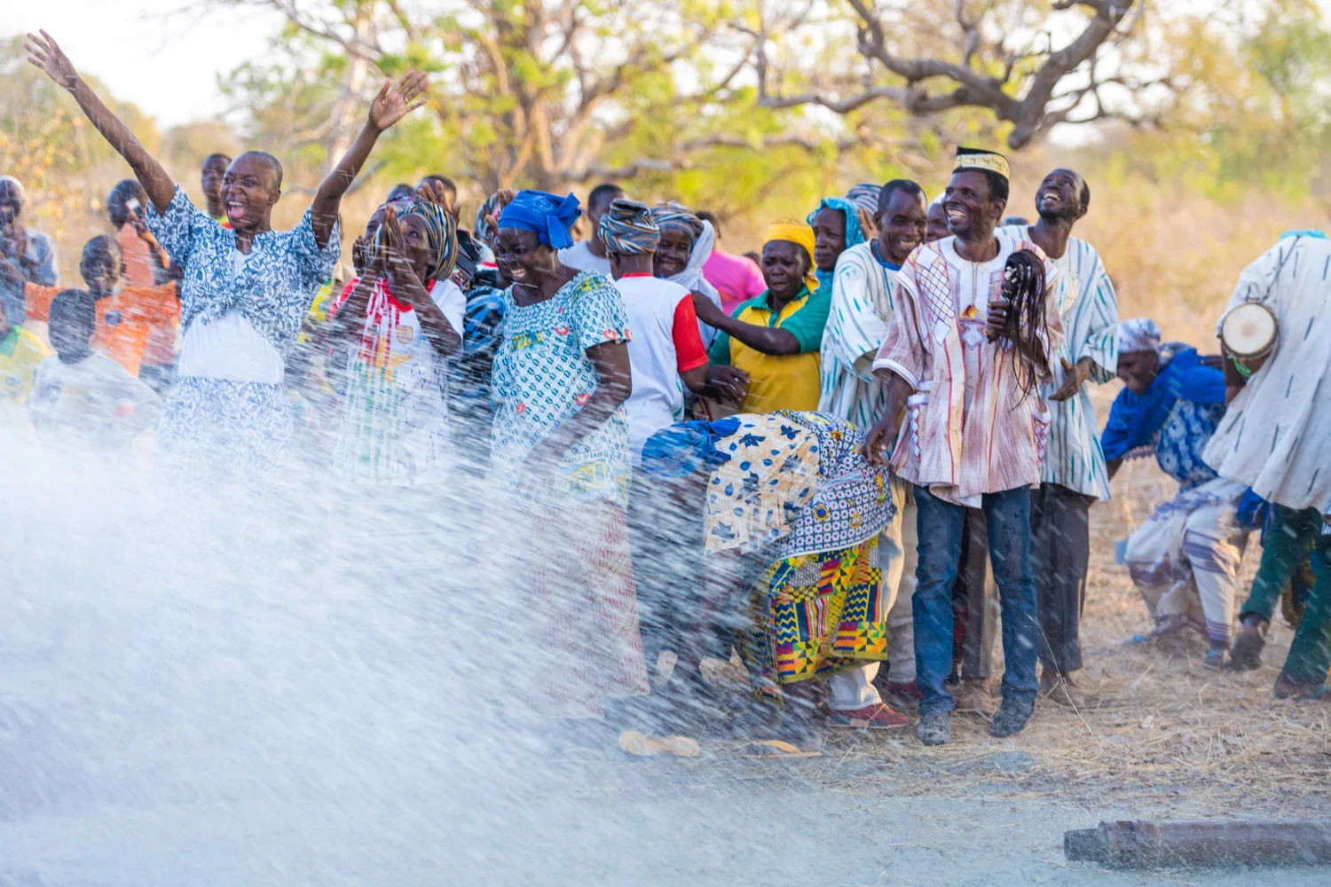 Joyful community members in Burkina Faso