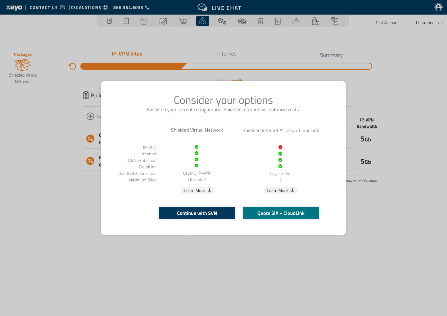Zayo | Shielded Virtual Network Quote Flow — Cameron Willment