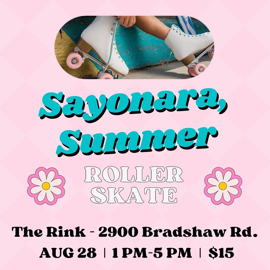 We're gonna say goodbye to summer with an afternoon at The Rink. The session runs from 1:00-5:00 and entry and rental skates will cost $14. We will meet in the Cordova Naz parking lot after church to head over together.