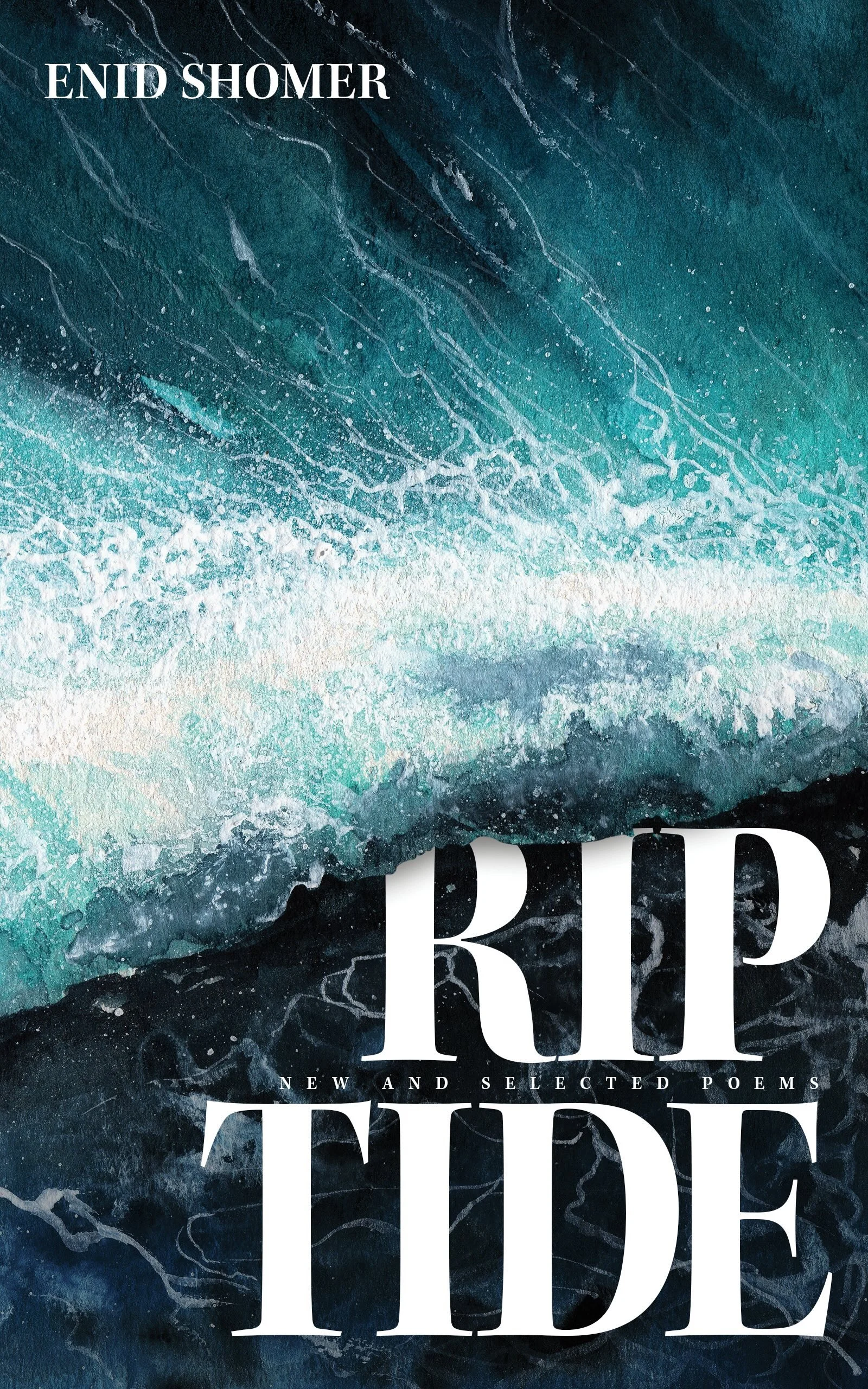 Cover for Riptide by Enid Shomer. An white-cap ocean wave with the title text in the bottom right.