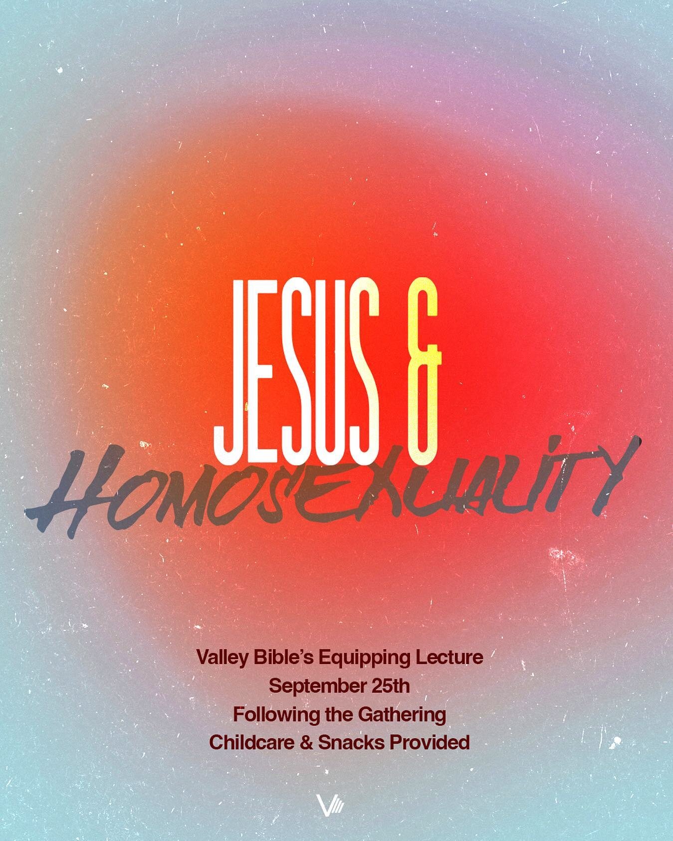 Now that we&rsquo;ve wrapped on Jesus &amp; Suicide, we&rsquo;re looking ahead to our next equipping lecture on homosexuality. 

This topic needs no introduction or explanation as to its immense Importance with the church, community and culture. 

Ma