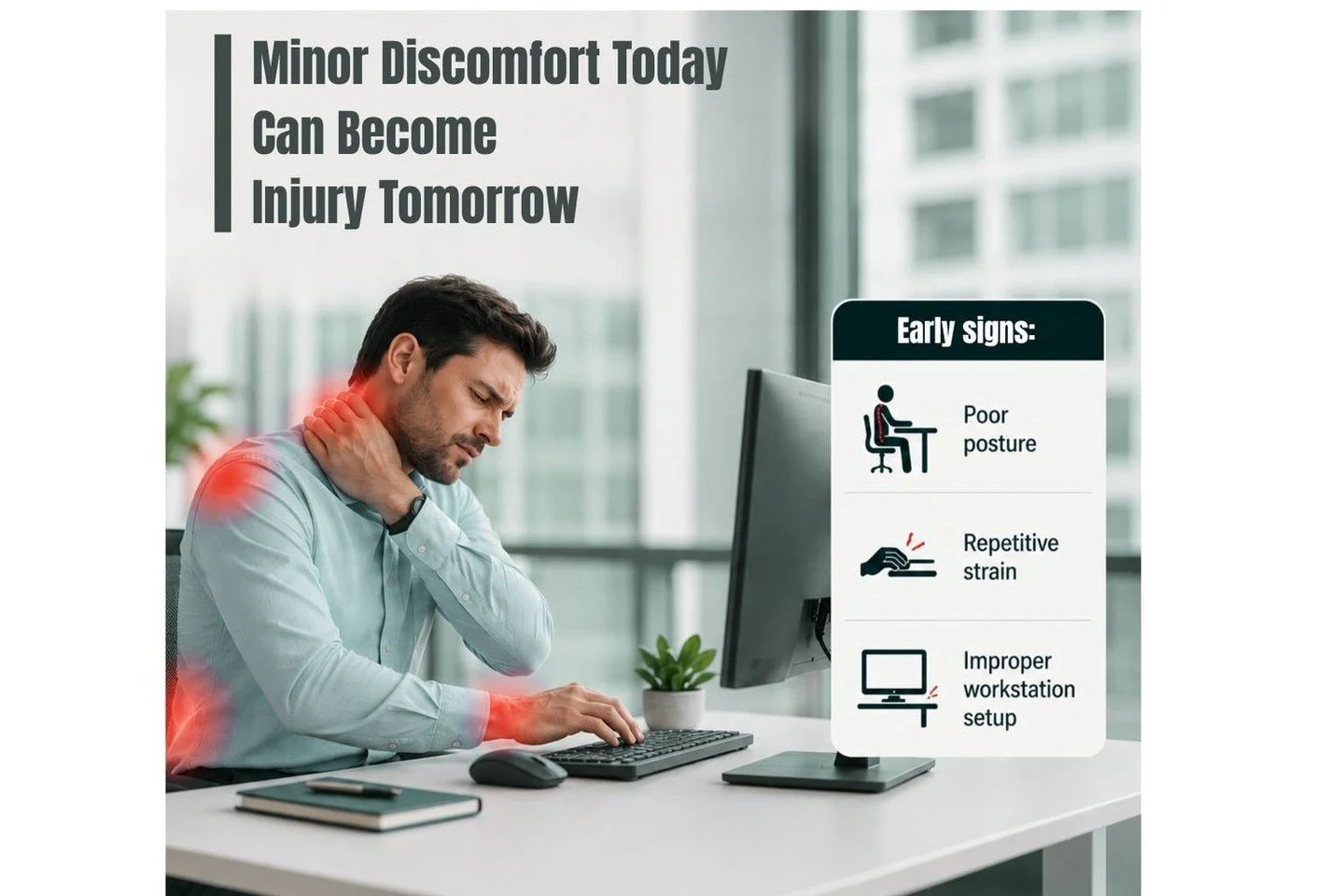Have you ever felt a small ache during work and thought, &ldquo;It&rsquo;s probably nothing&rdquo;?

Maybe it&rsquo;s neck stiffness, wrist discomfort, or that annoying back pain that shows up by the end of the day. A lot of us ignore it because it d