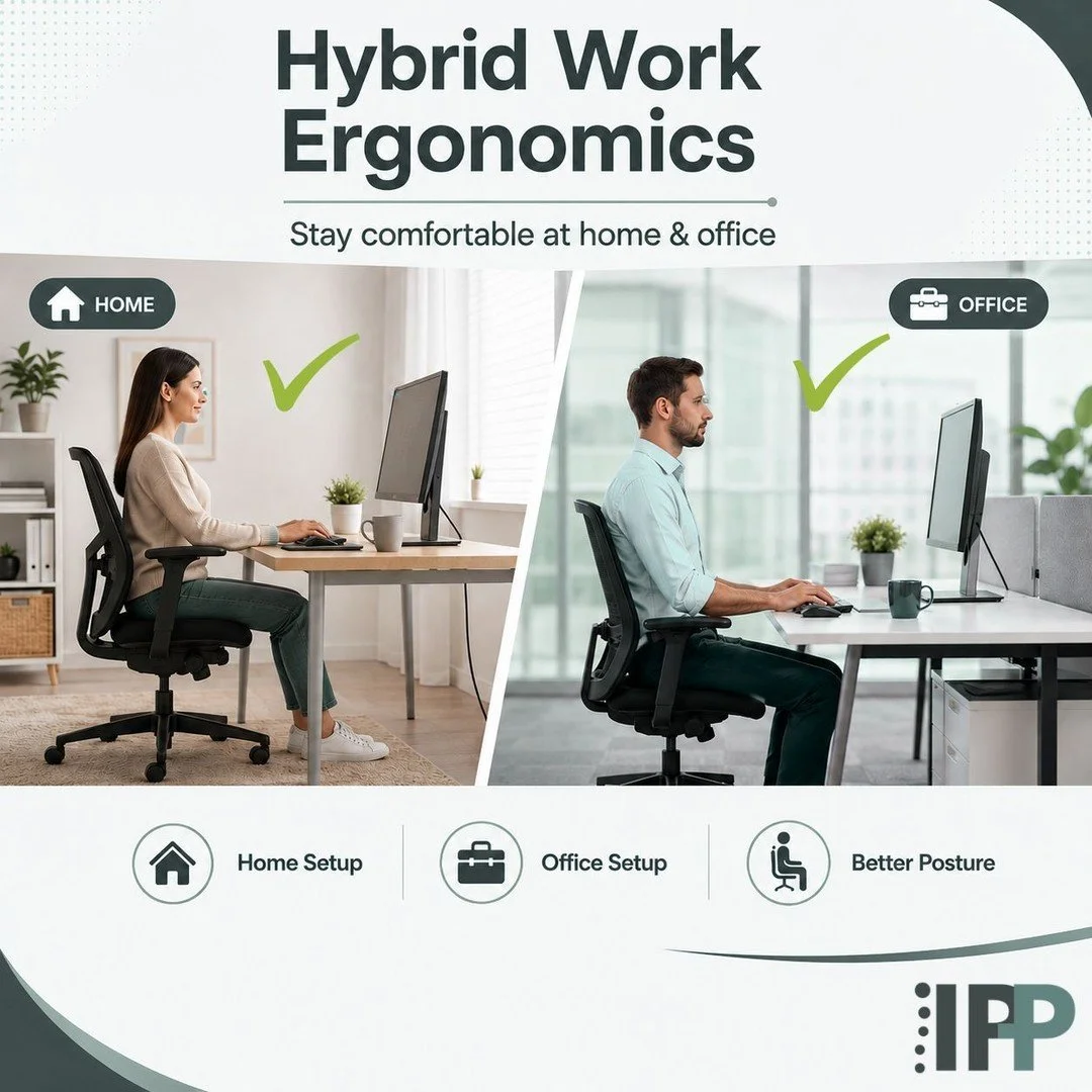 Do you work from the office some days and from home on others?

A lot of hybrid workers have a comfortable office setup, but end up working from a dining chair, couch, or temporary desk at home without thinking much about it

The problem is, your bod