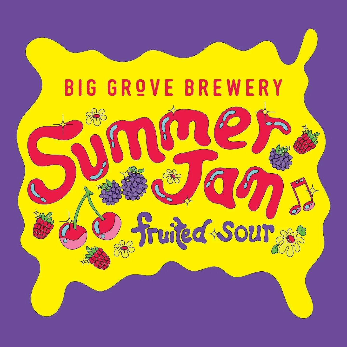 First day of summer and that means it&rsquo;s fruited sour season!! Had a blast working on the mouth watering designs for @biggrovebrewery deliciously refreshing Summer Jam sour. Available on tap and in cans alllll summer long.