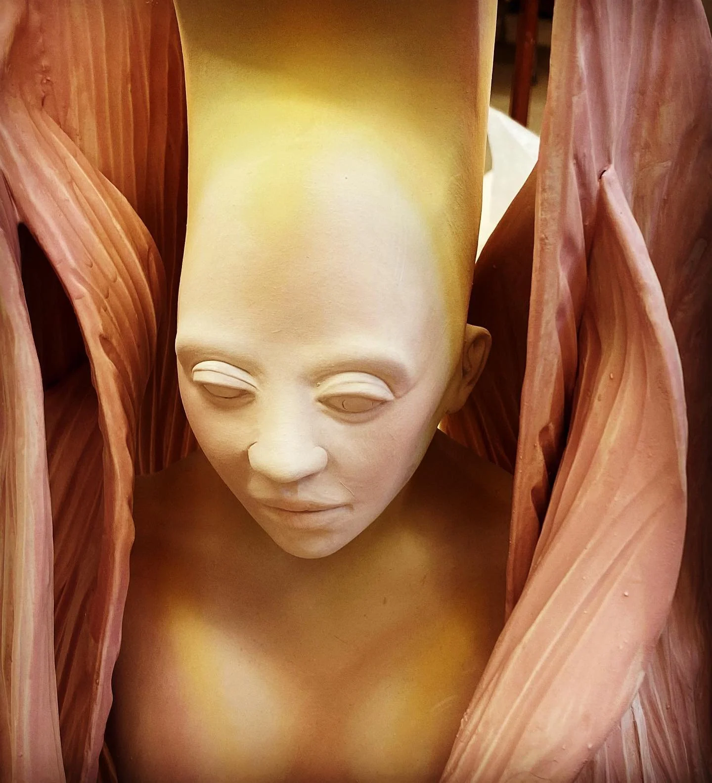 Work in process, one of a pair of mythical flower deities. #sciencefiction #porcelainart #canadianartist🇨🇦 #vancouverartists #contemporaryartist #eastsideartsdistrict