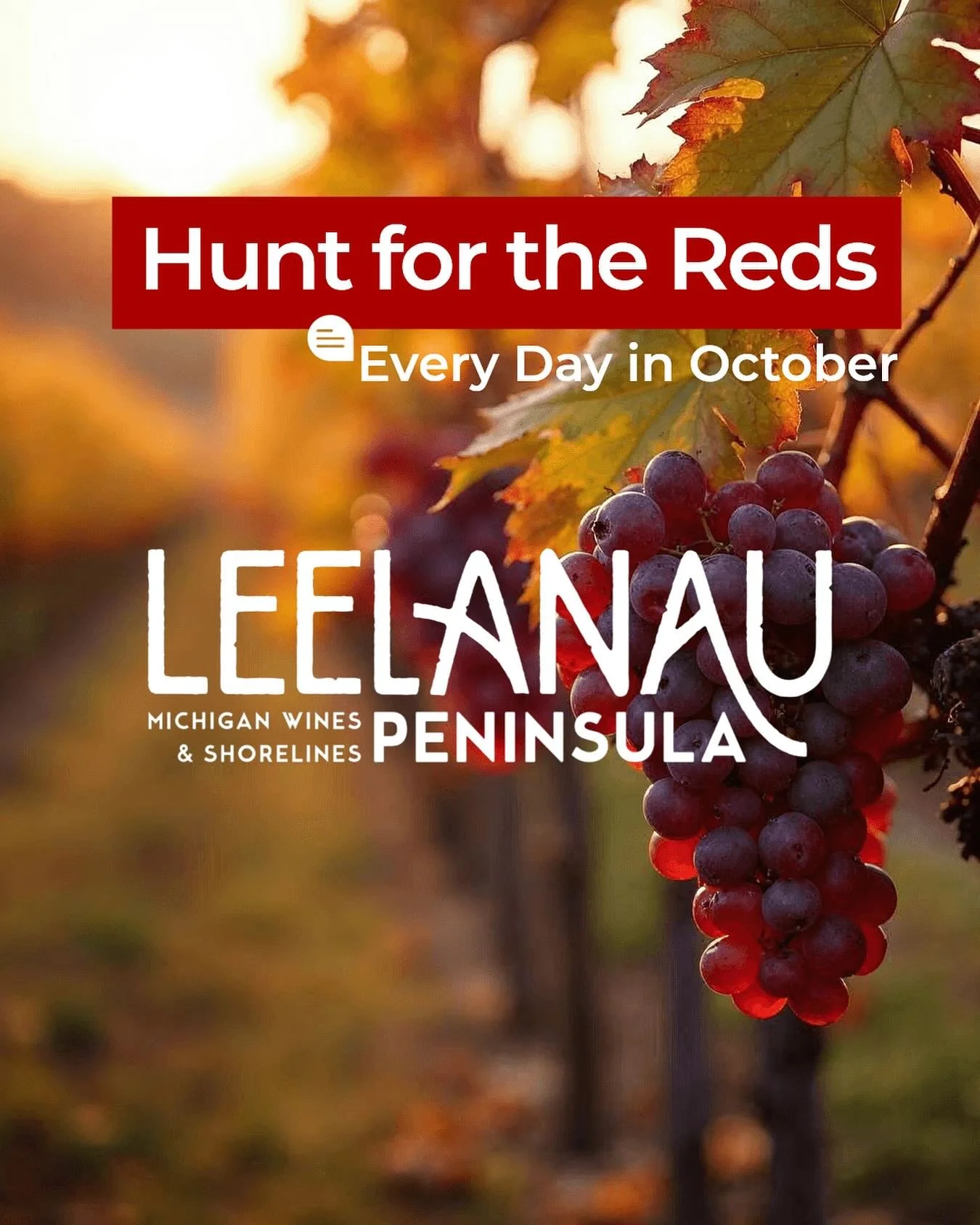 🍷✨ It&rsquo;s Red Season on the Leelanau Peninsula! ✨🍷
Join us all month long for Hunt for the Reds, October&rsquo;s signature wine trail event! 🍇
🍂 $35/person
💰 Includes $10 in Cork Cash to spend at participating wineries
🥂 Enjoy a 2oz pour of