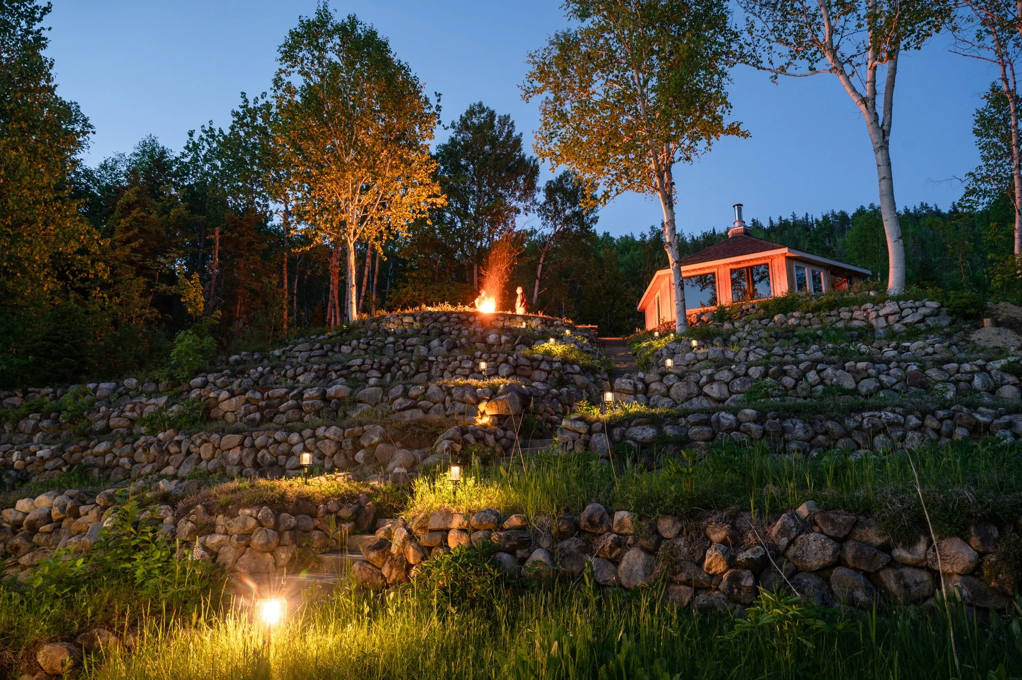 Vue sur la salle de repos et sauna
