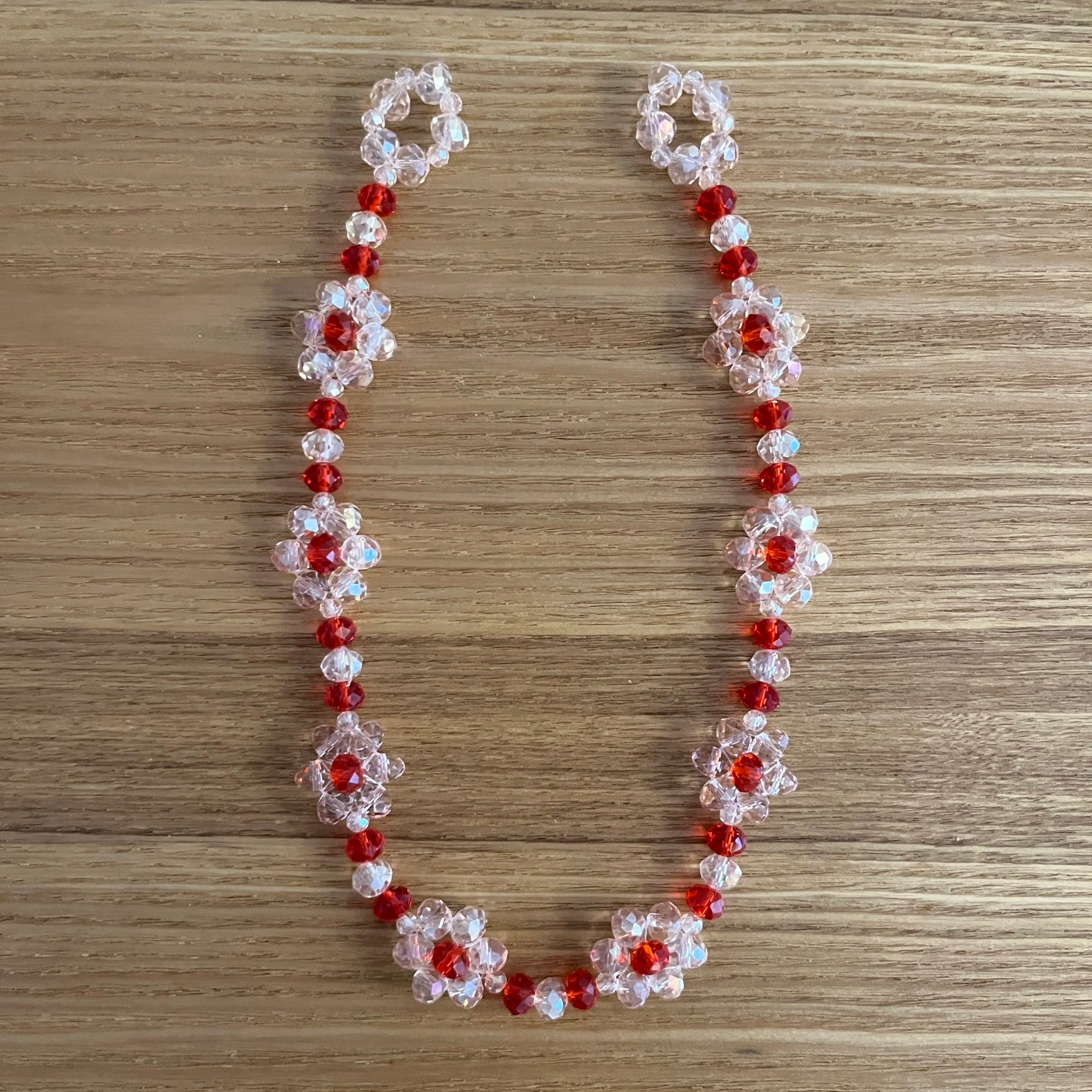 Glass Beaded Flower Necklace