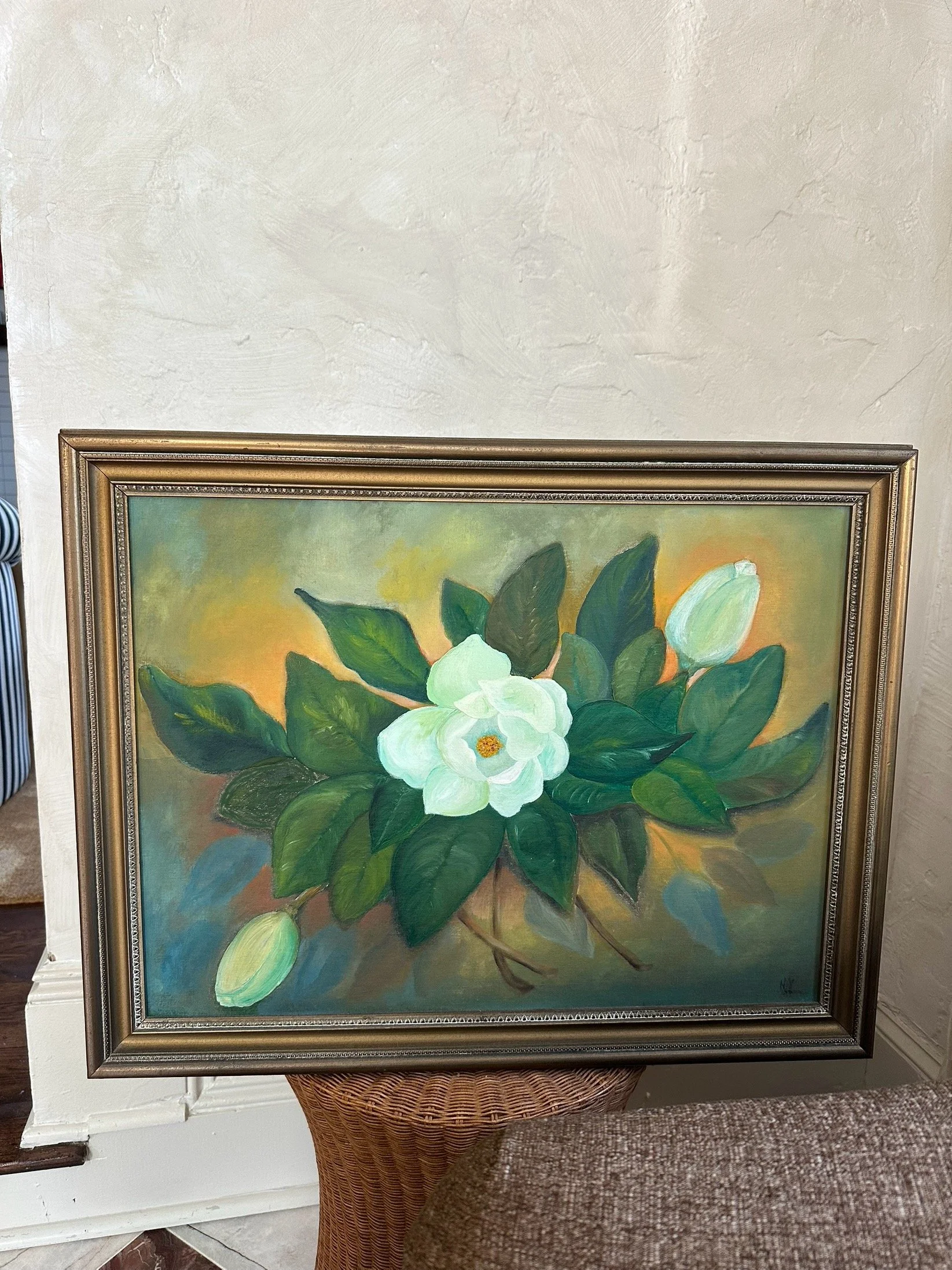 Vintage magnolia painting