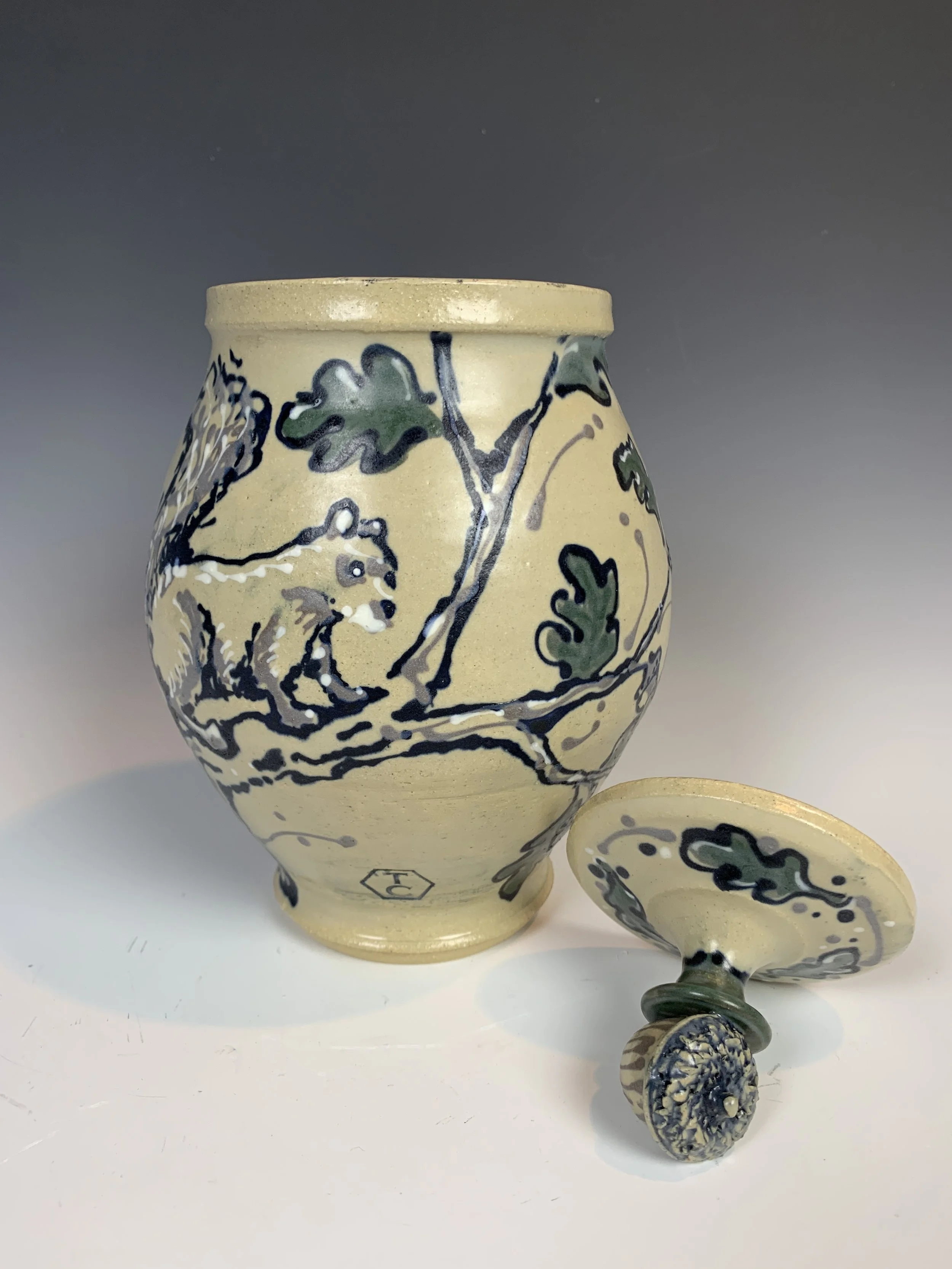 Cache Jar - Stoneware / Slip-trailed