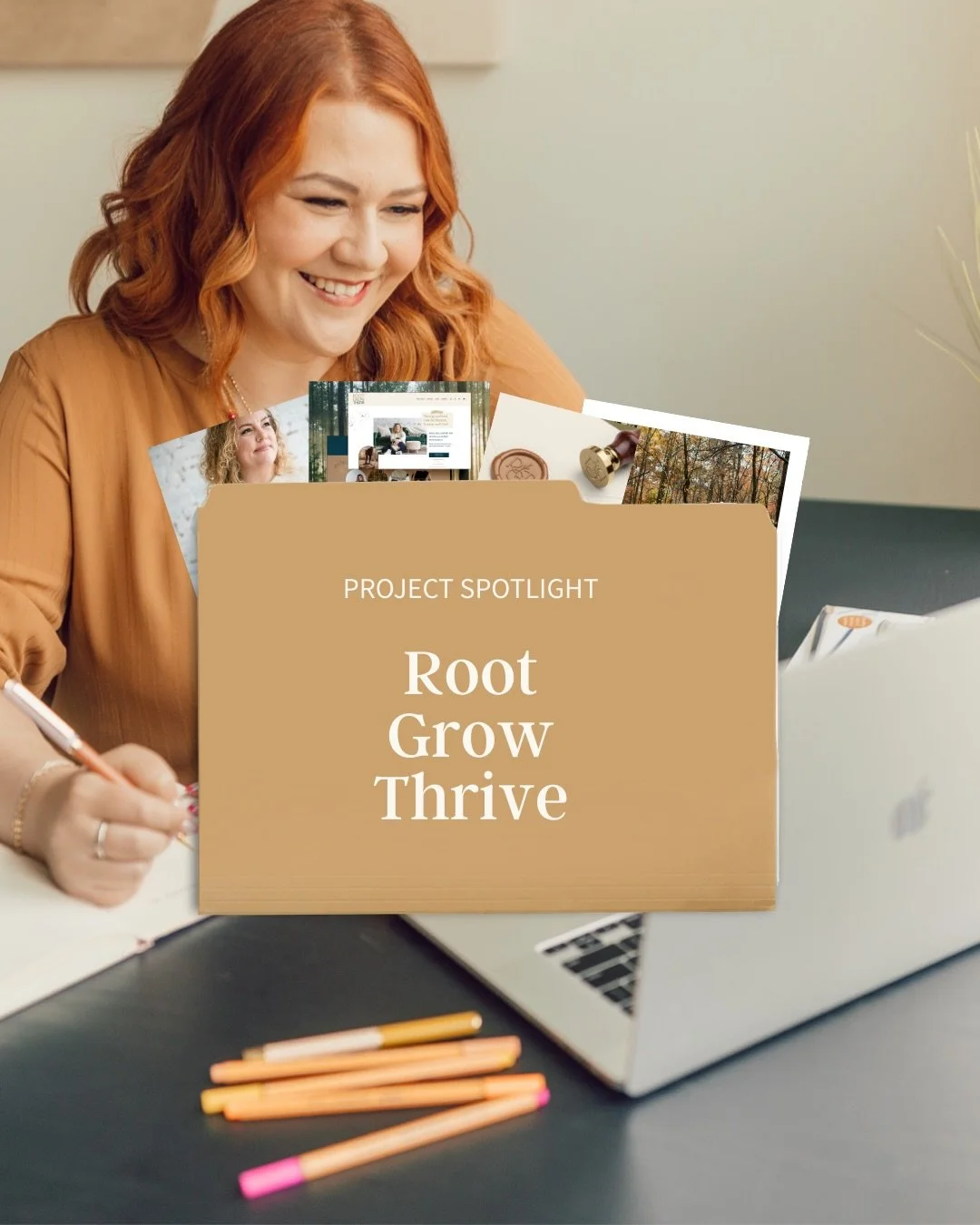 Allie of @root_grow_thrive is a skilled therapists and soul care provider for helping and healing professionals. Her work is all about helping them reclaim resiliency and get back to peace, power, and purpose.

We interpreted the warmth, joy, vibranc