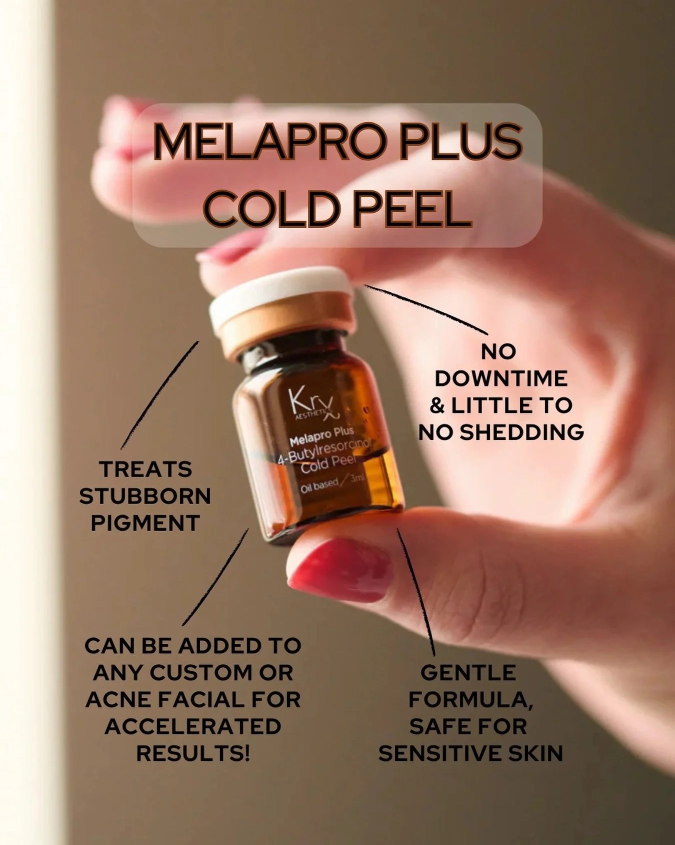 Discover the magic of the KrX MelaPro Plus Cold Peel! 

Unlike traditional chemical peels, this powerful Korean peel formula delivers exceptional results *without irritation or downtime.*

Perfect for those with sensitive skin or anyone looking for a