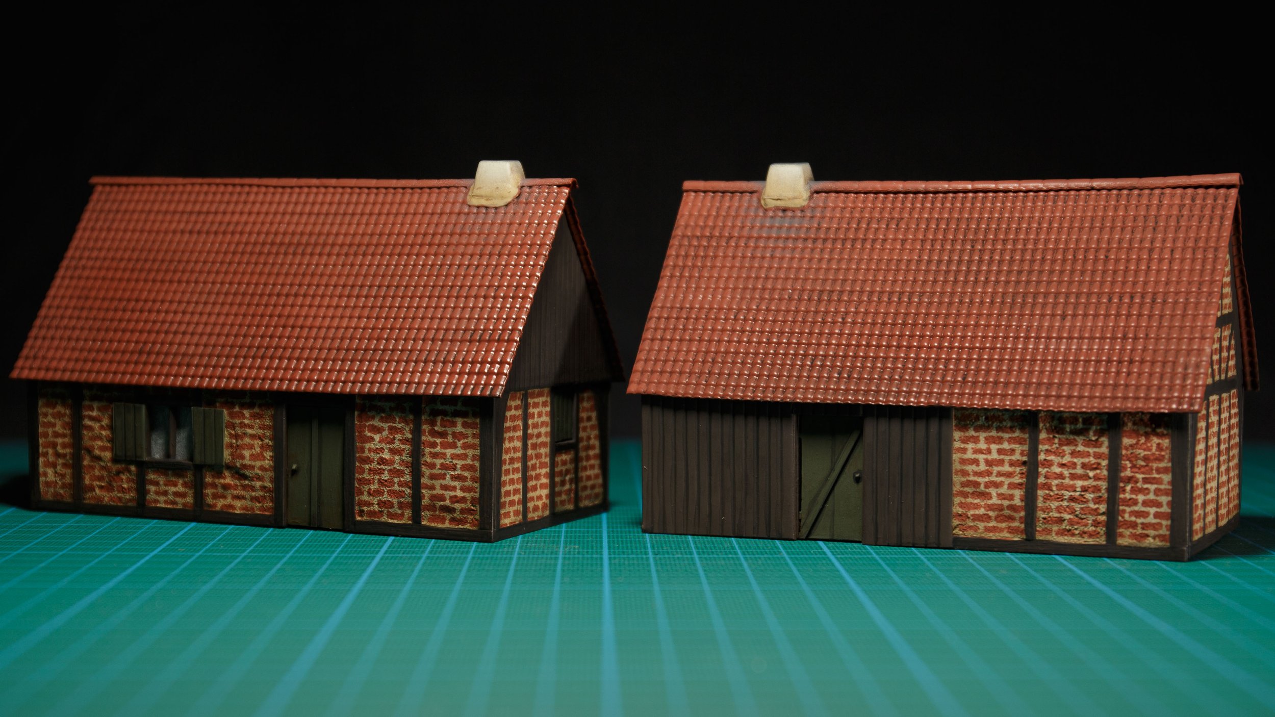  The combination of the bricks and the tiled roof makes these look very different than the original kit. 