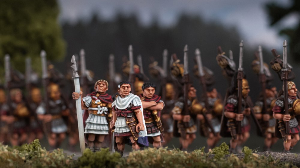 Julius Caesar watches as his legions march to suppress Vercingetorix's revolt in Gaul in 52 BC. 