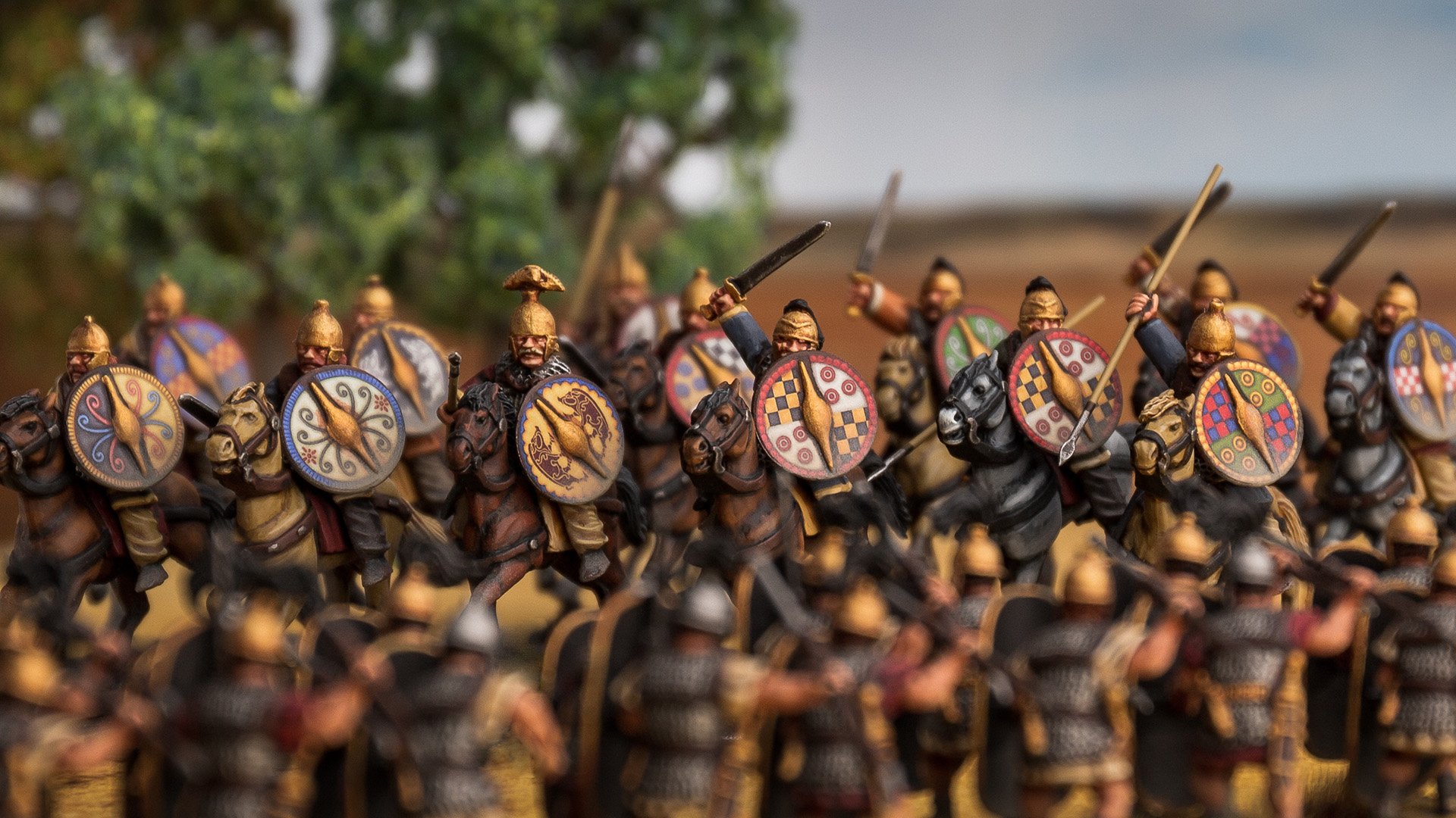  Galatian warriors skirmish with Roman principes in Anatolia during the Galatian War 189 BC. 