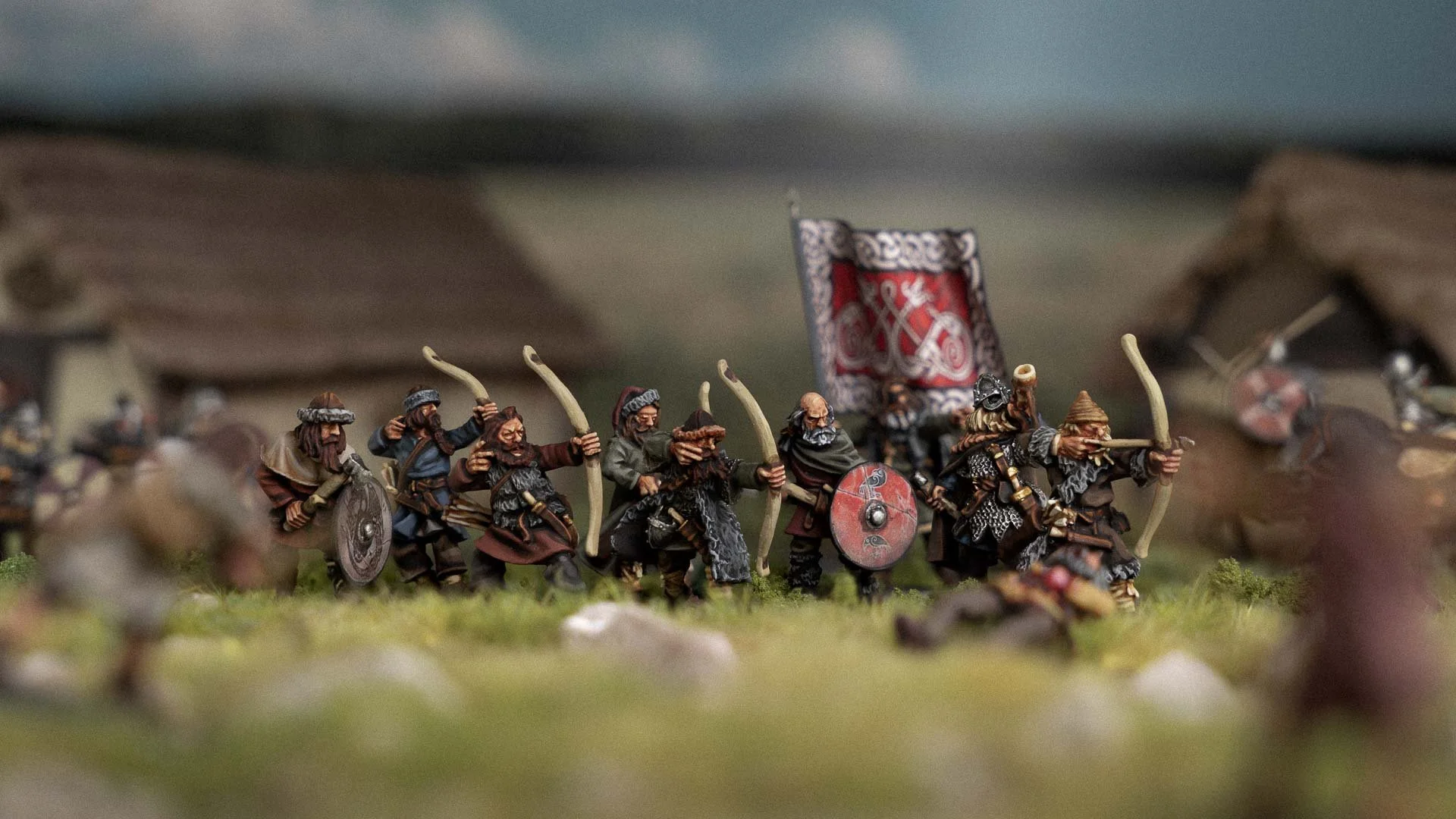 Viking Archers Miniature Unit with Banner Norse Bowmen Wargaming Figures.jpg