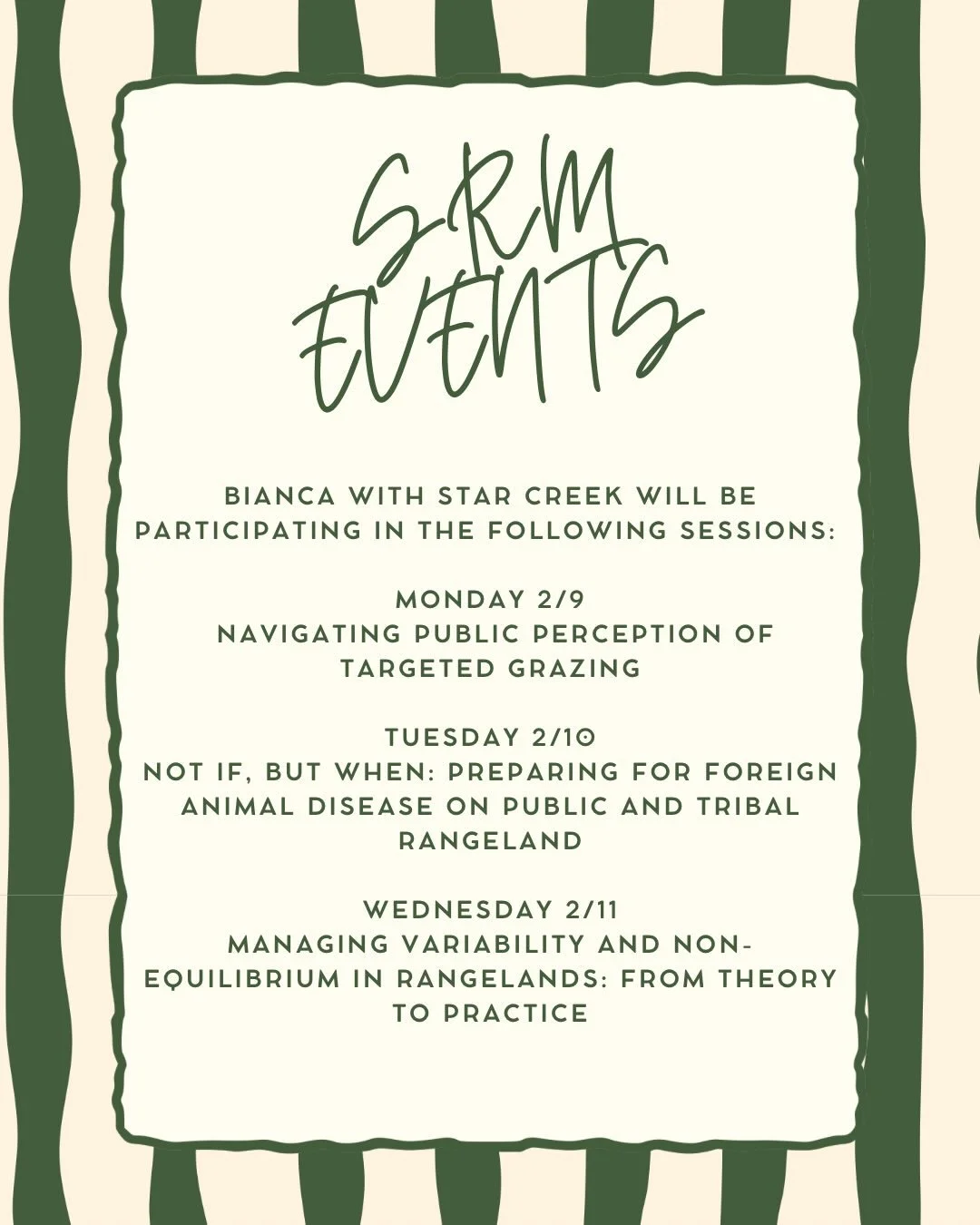 So excited to be attending the Society for Range Managements annual meeting this week! We will be participating in a number of great sessions. Hope to see folks there!