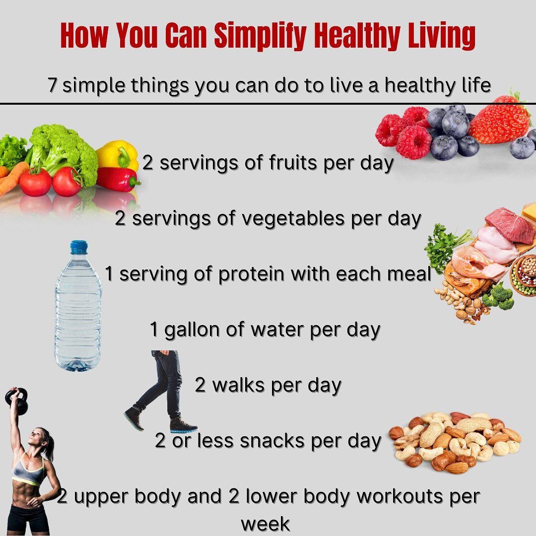 Living a healthy lifestyle does NOT need to be complicated. SIMPLIFY IT 🙌🏼
 
If you do these simple things every single day, it will be hard for you to be unhealthy! Add these into your routine and create daily habits!
 
&bull; 2 servings of fruits