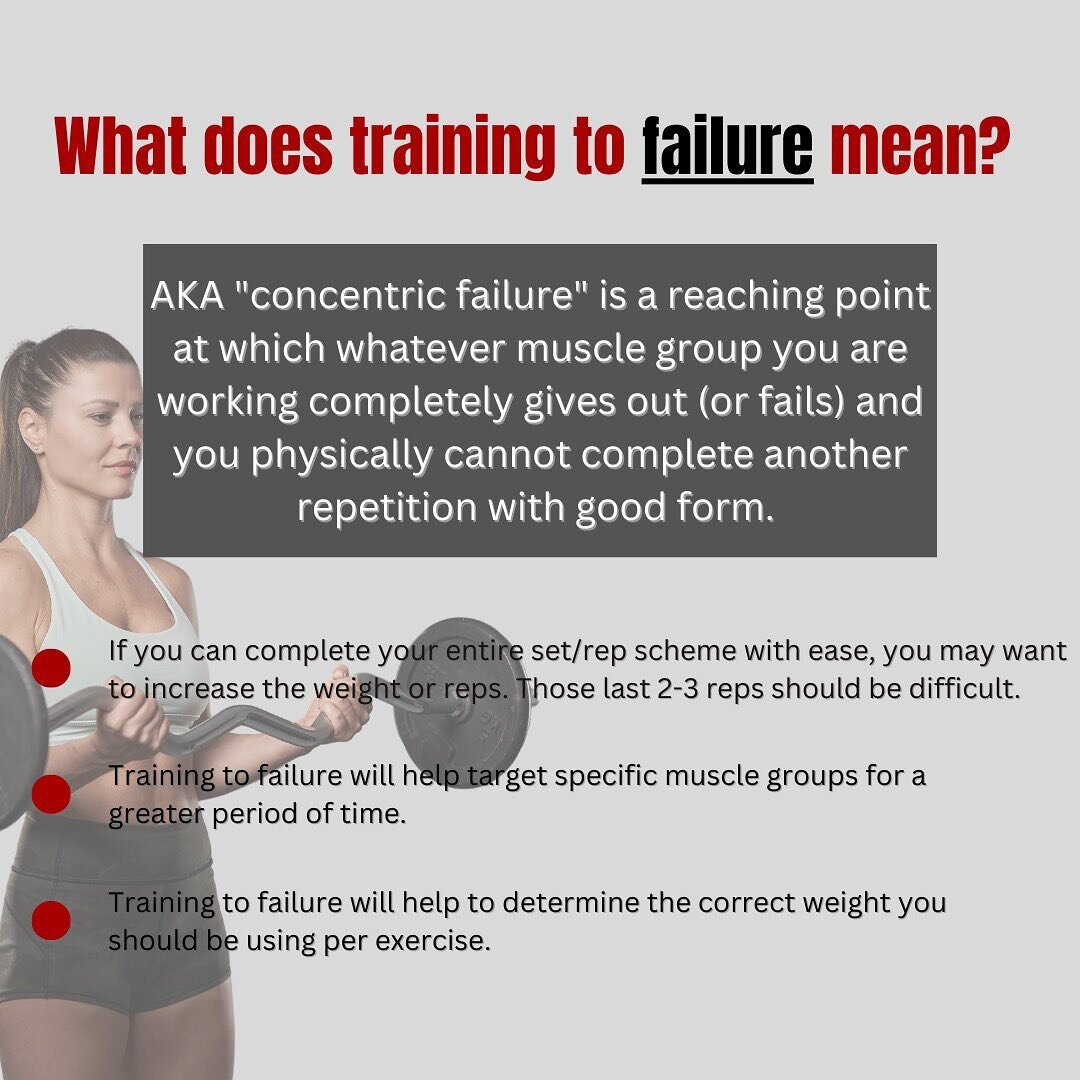 What is training to FAILURE? 💪🏼
 
Basically, training to failure is repeating an exercise to the point of which your muscles completely give out and cannot perform another rep with proper form. When going to failure, you are training the highest nu