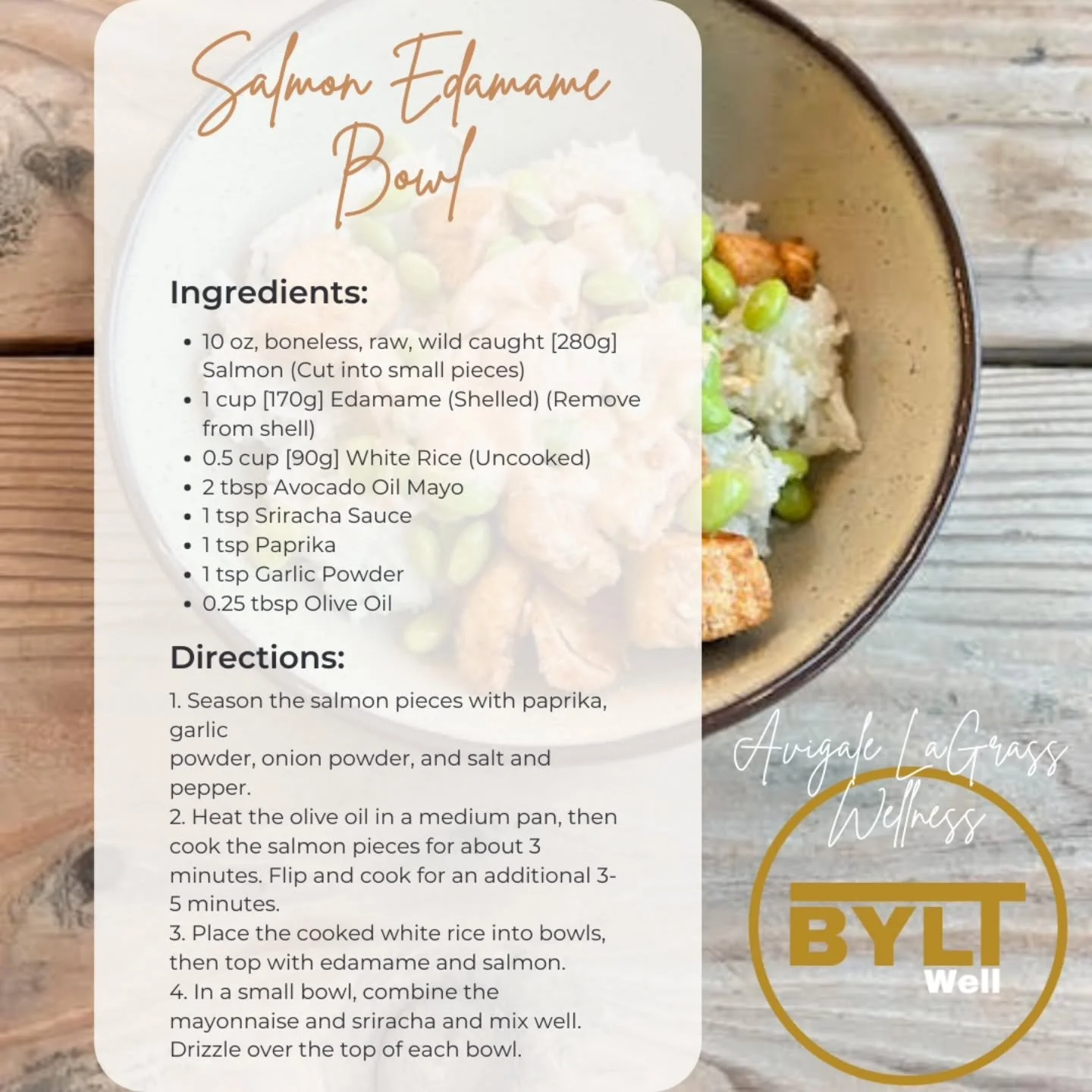 Fuel Your Body, Feed Your Goals 

This Salmon Edamame Bowl isn&rsquo;t just a meal&mdash;it&rsquo;s a powerhouse of nutrition designed to energize your day, support recovery, and keep you feeling amazing from the inside out. 

✔️ Clean protein
✔️ Bal