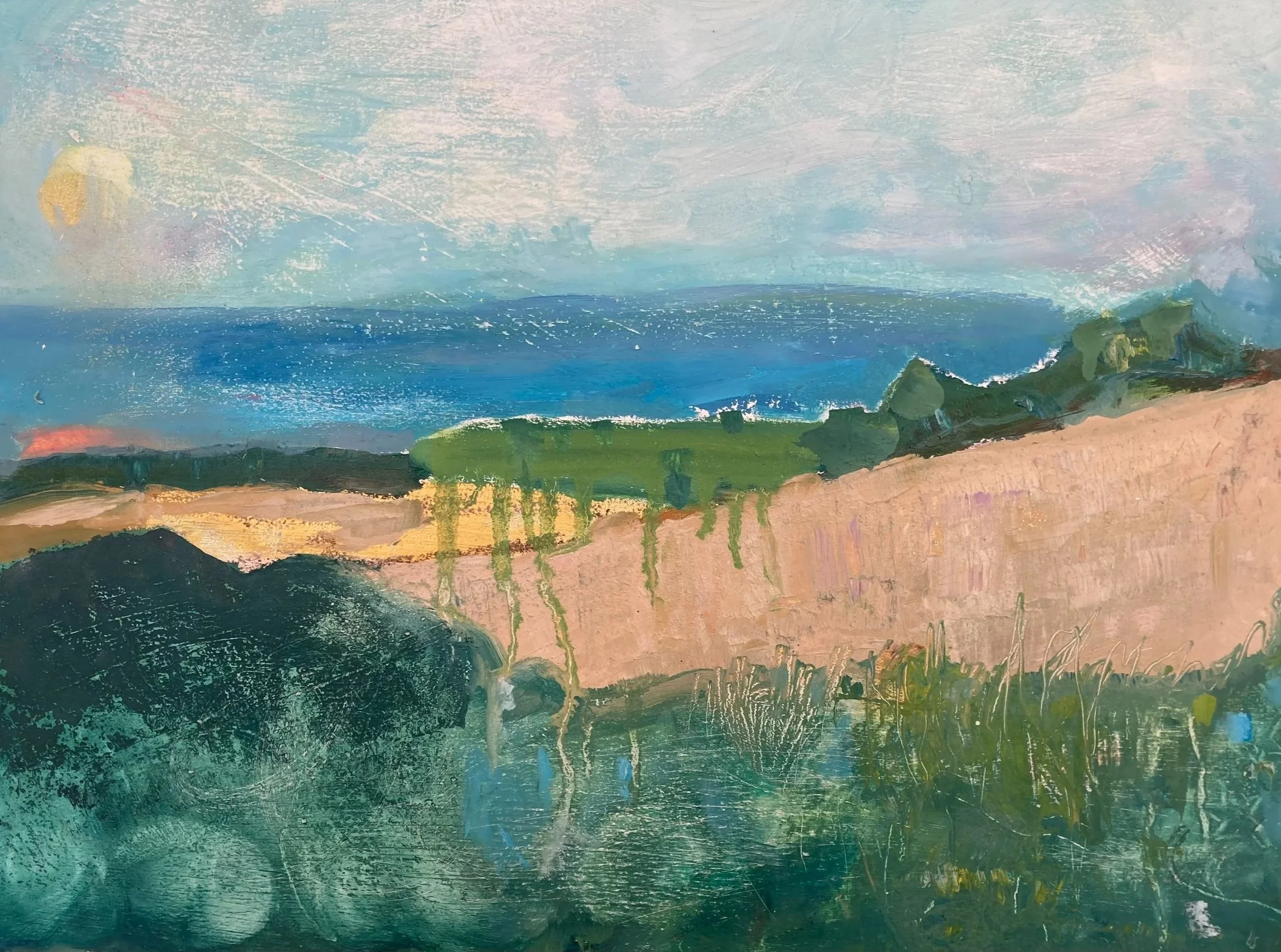 Journey to Prussia Cove, 
oil on canvas, 40cm x 50cm, £525