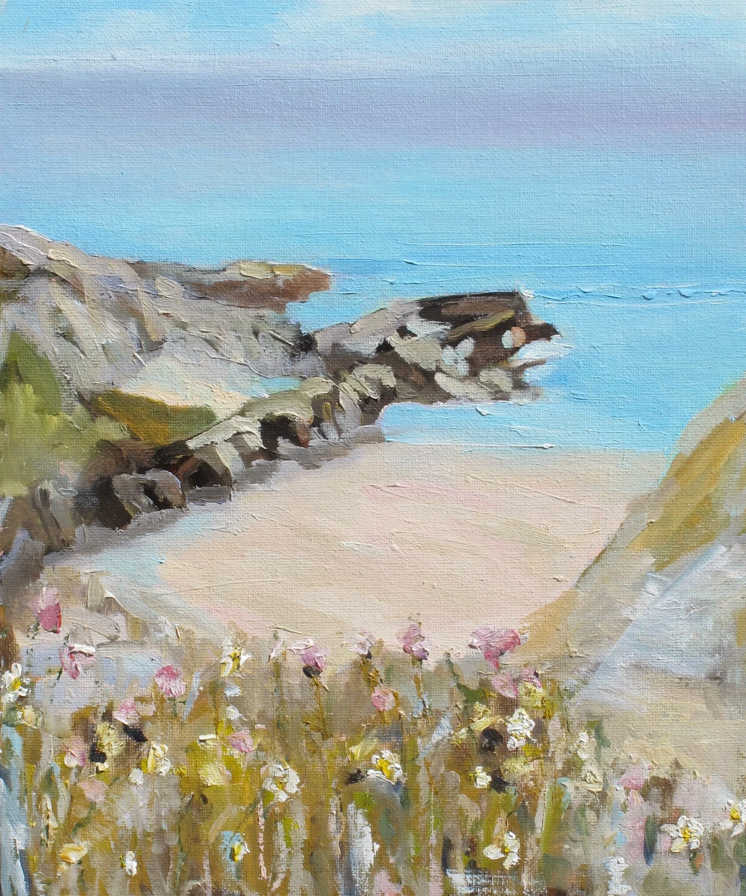 Morning Light at Chimney Cove, 
oil on canvas, 49cm x 44cm, £525