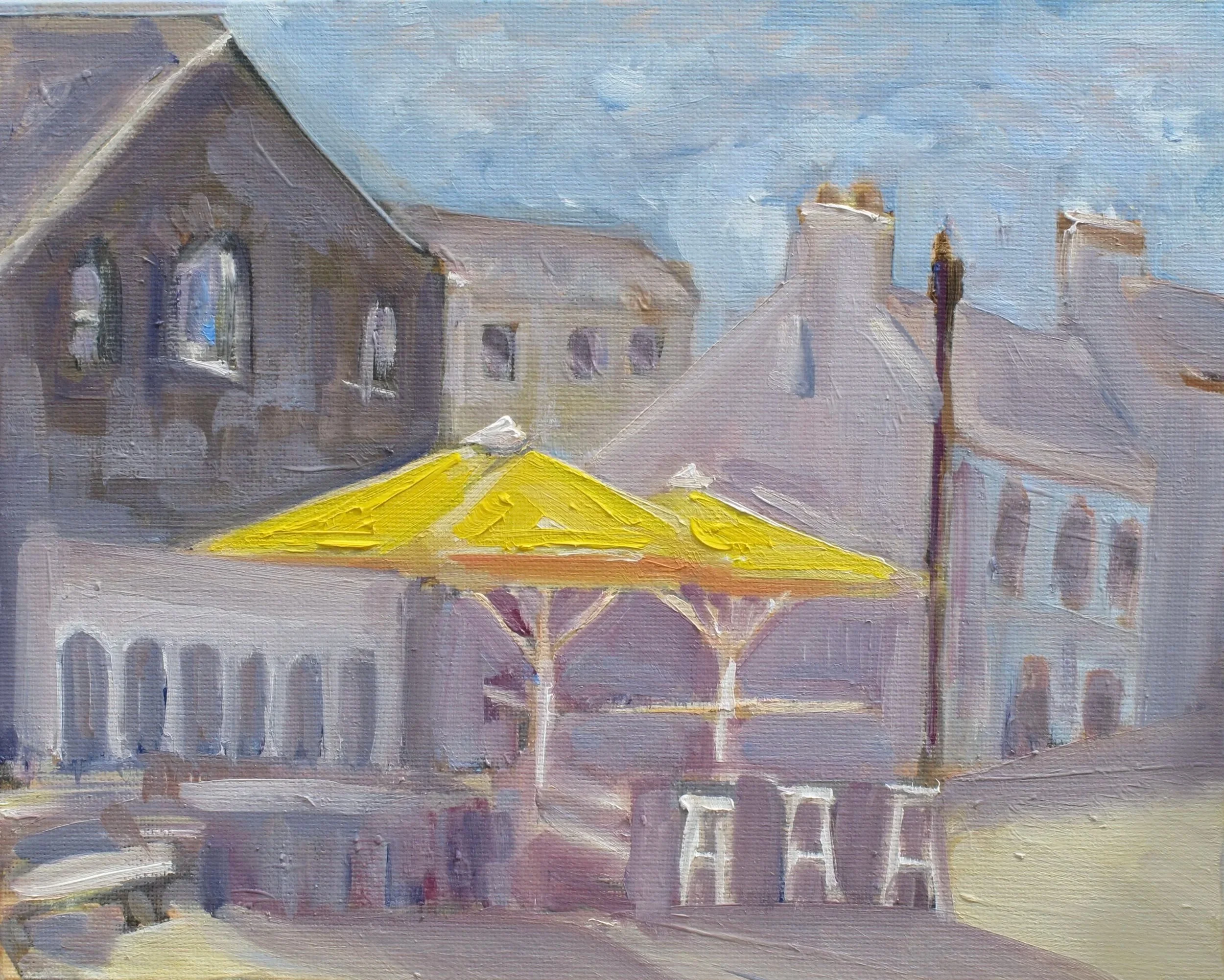 Yellow Parasol Crookhaven Inn, 
oil on canvas, 28cm x 36cm, £425