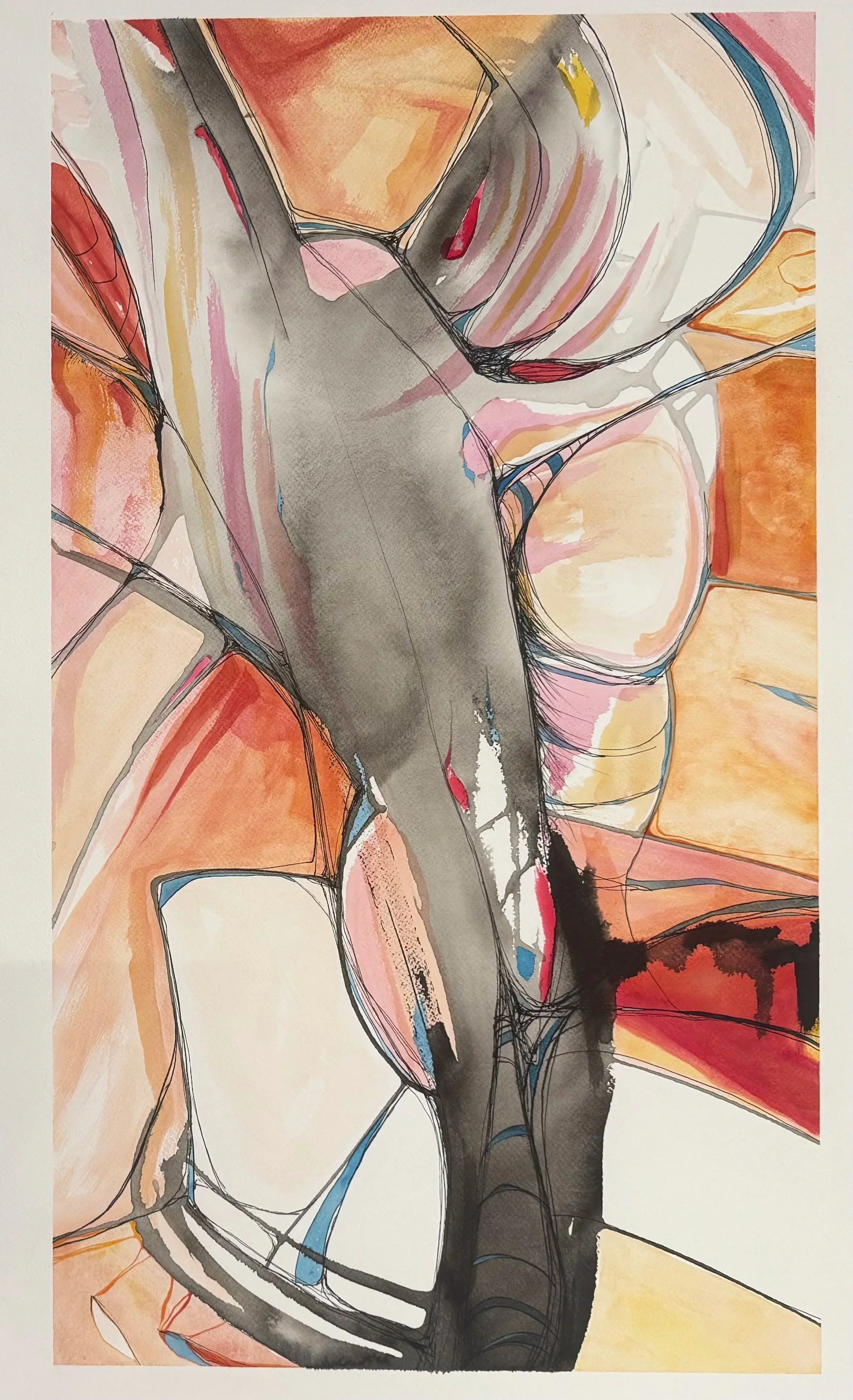 Title: "Charge" .....
"Charge" embodies anger and drive. Bold lines, heated reds, and tight, energetic forms create a sense of pressure and propulsion. The composition pushes outward, expressing urgency, resistance, and momentum. It is not about rage