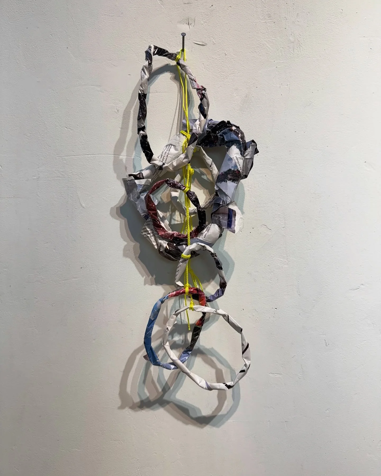 During the last open studio/Second Saturday, an astute artist who was visiting noticed the blue hue in the shadows of this piece. (It turns out the blue cast is from one of the lights.)

1. Overall image of sculpture 
2. Video focused on the shadow d