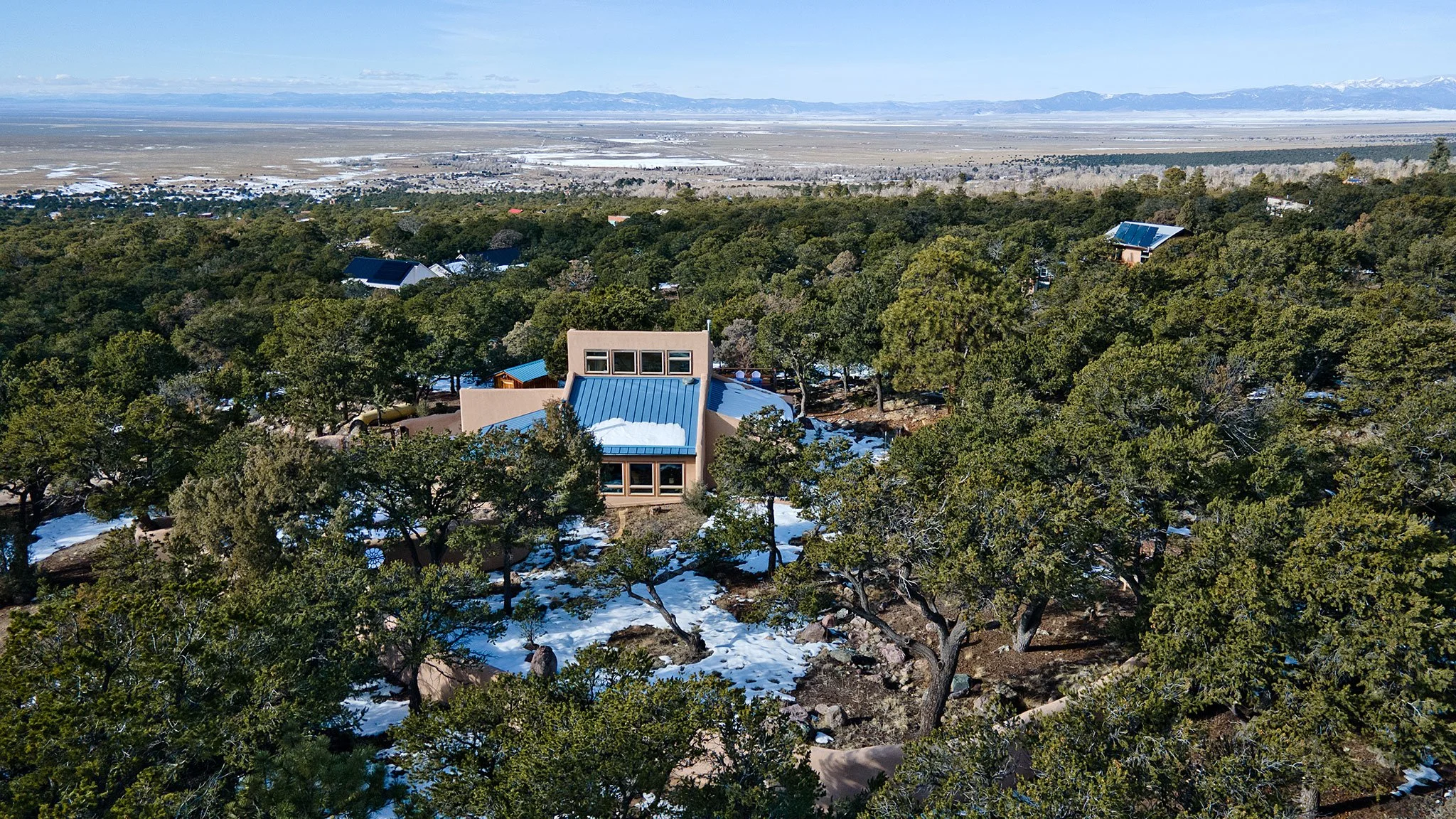 Exterior Views of the House Overlooking the San Luis Valley