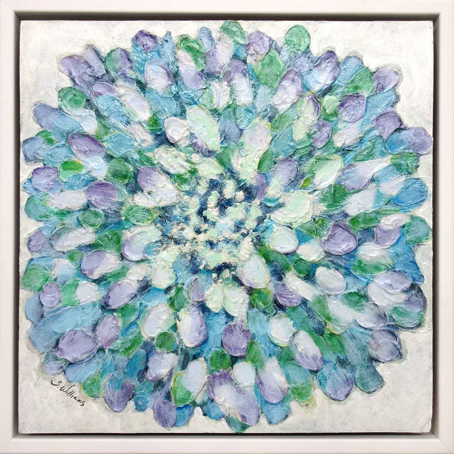 original framed mandala in blue and green