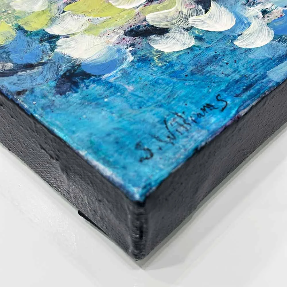 corner signature on Shimmering Brook 2 painting