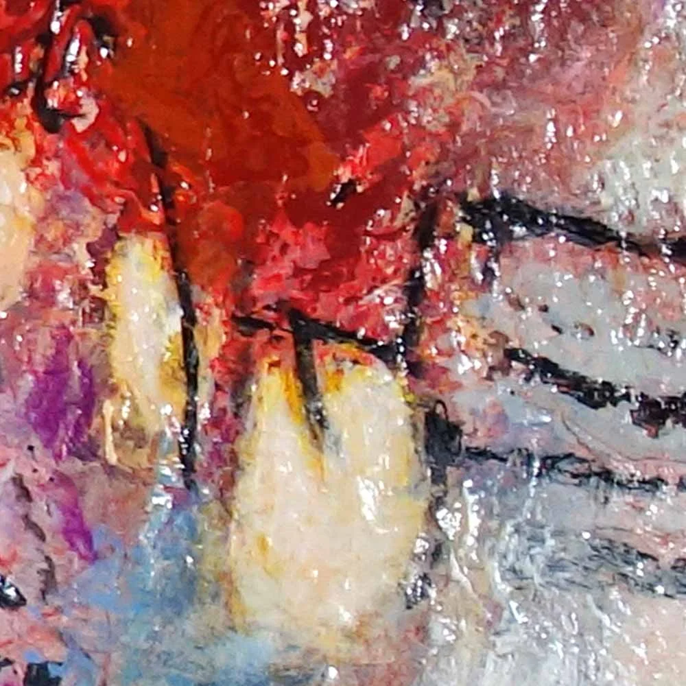 texture and color detail of Crimson Bloom painting