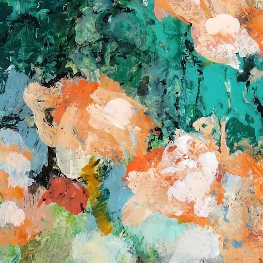 orange and green texture on Distant Hills