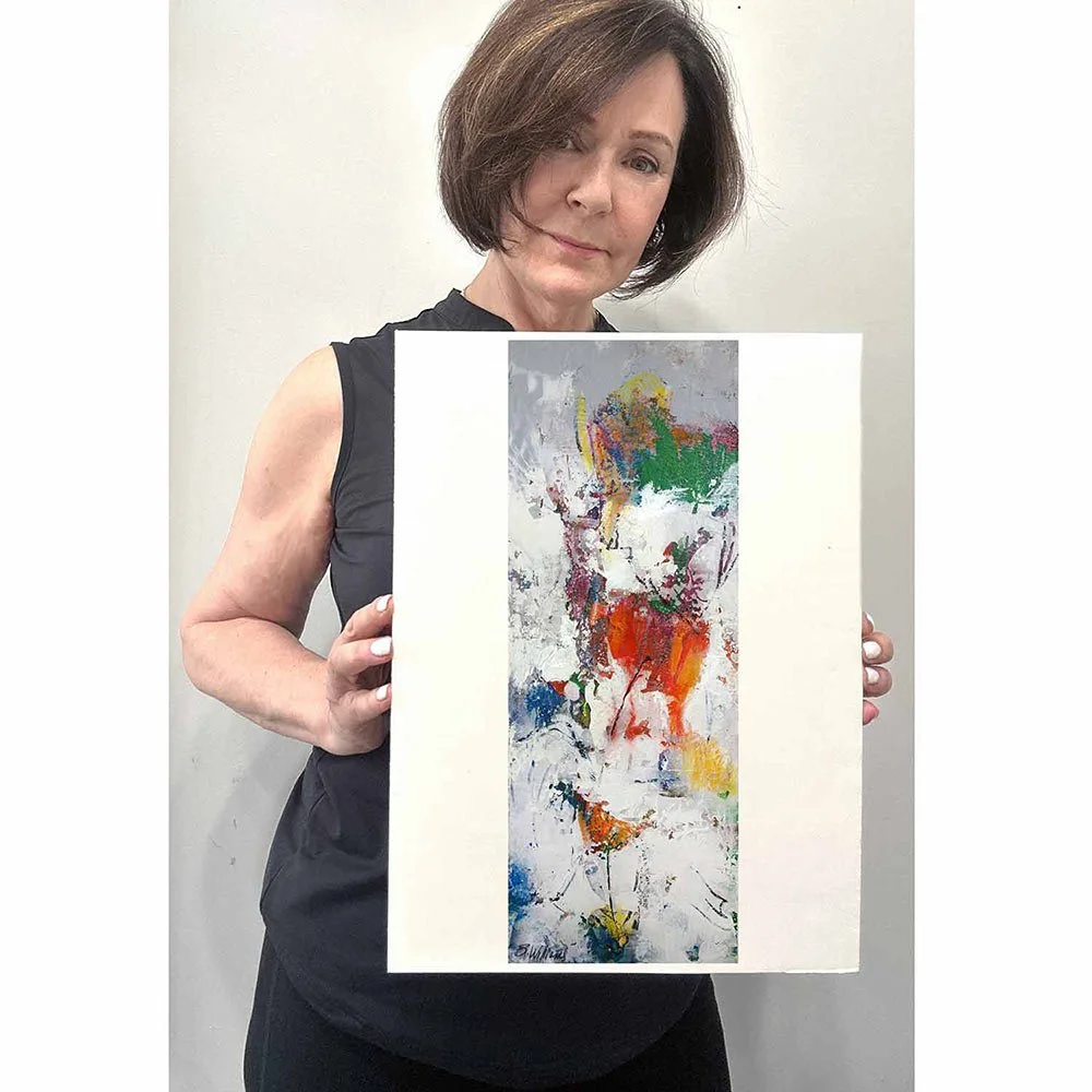 artist holding Field of Dreams 5 to show scale