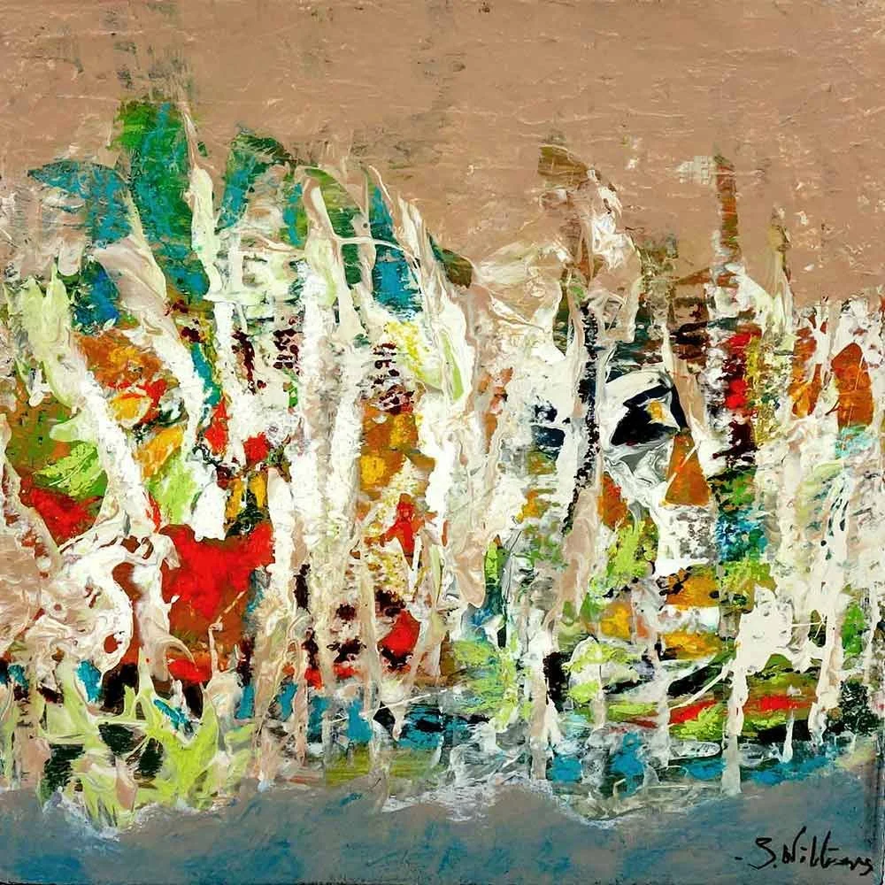 Flower Field #2416 Small Abstract Painting