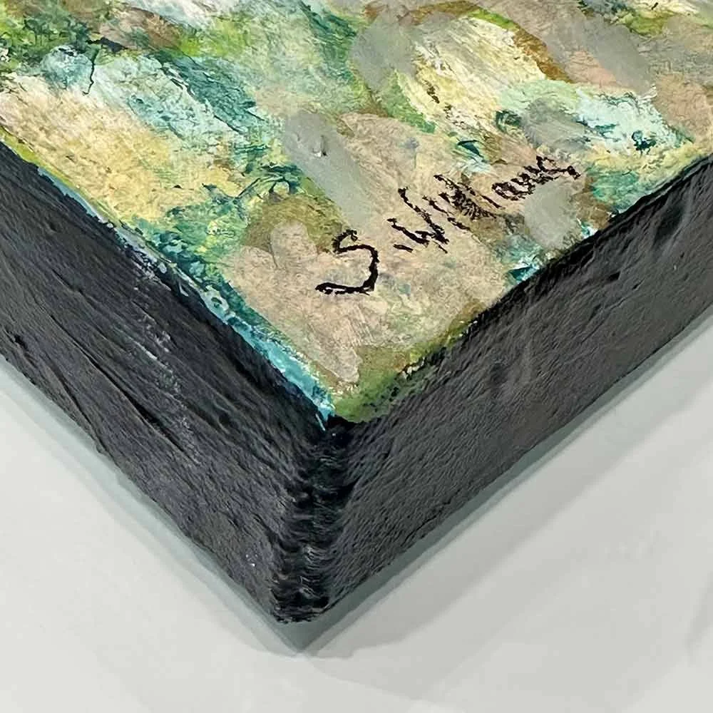 corner signature on Distant Hills artwork