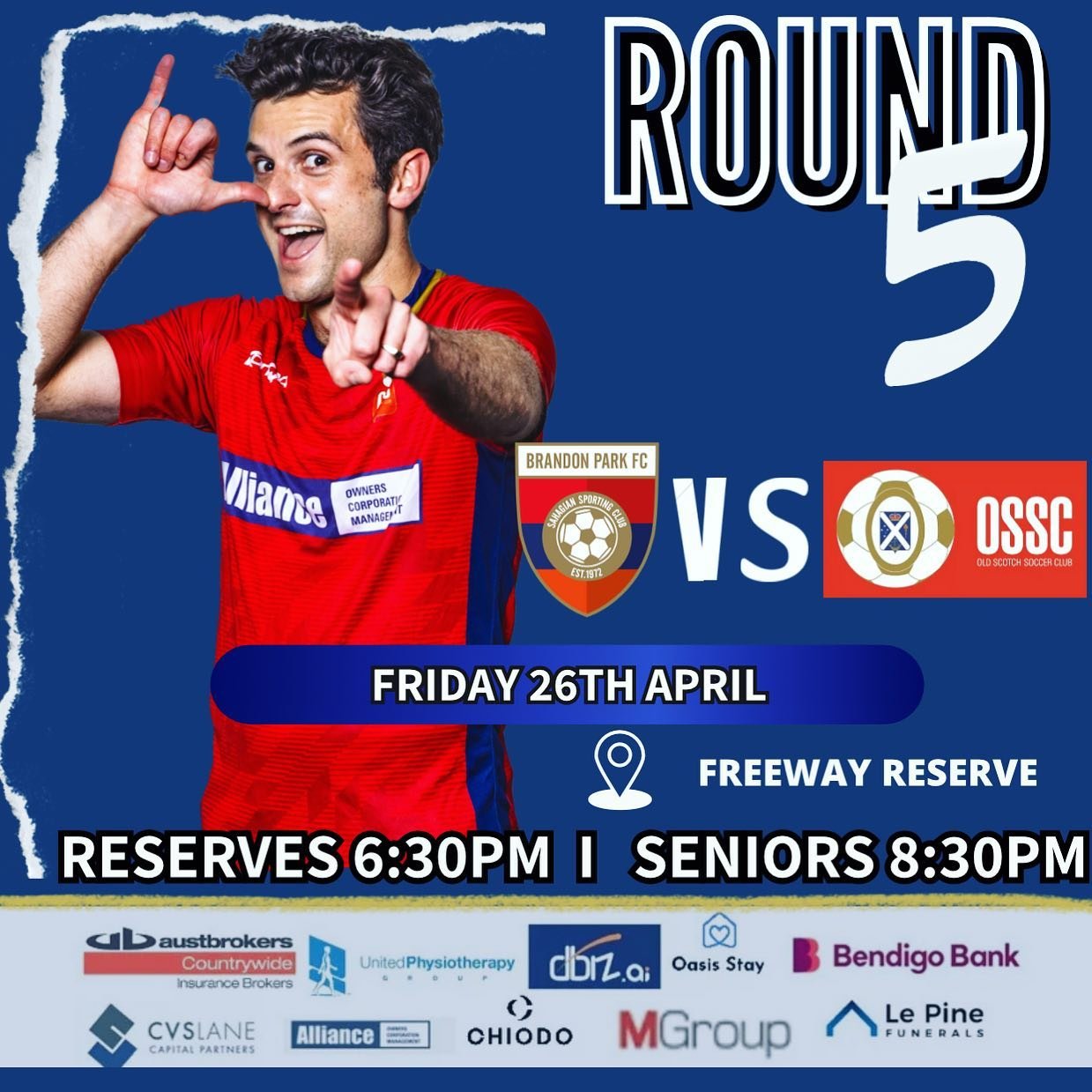 First Friday night game for the season! Come and support the boys as they take on Brandon Park. 

🗓 FRIDAY 26TH APRIL
⏰6:30 I 8:30
📍FREEWAY RESERVE, MULGRAVE