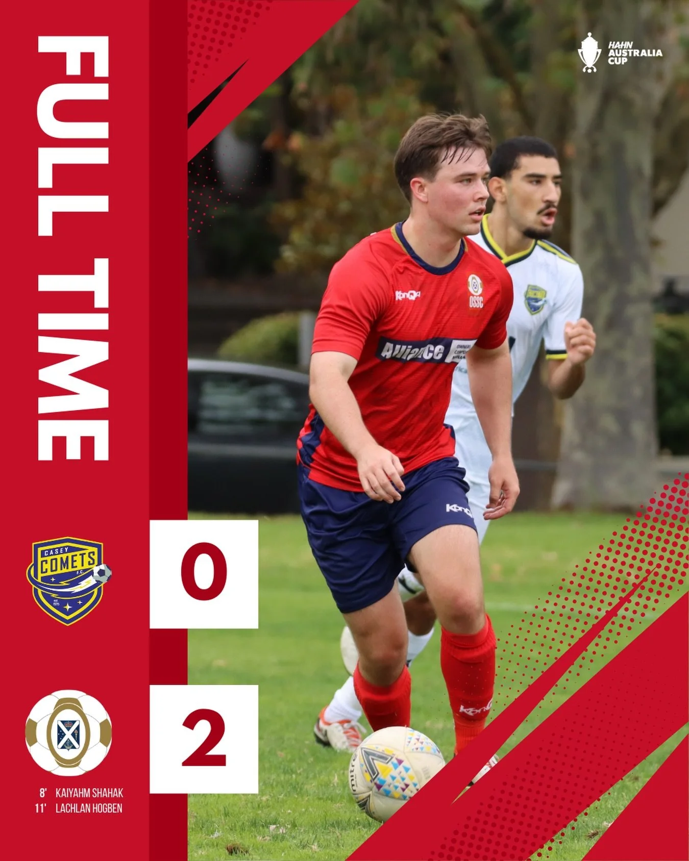 Huge result from the Men&rsquo;s Seniors last night with a 2-0 win! 🏆

⚽️8&rsquo; Kaiyahm Shahak
⚽️11&rsquo; Lachlan Hogben