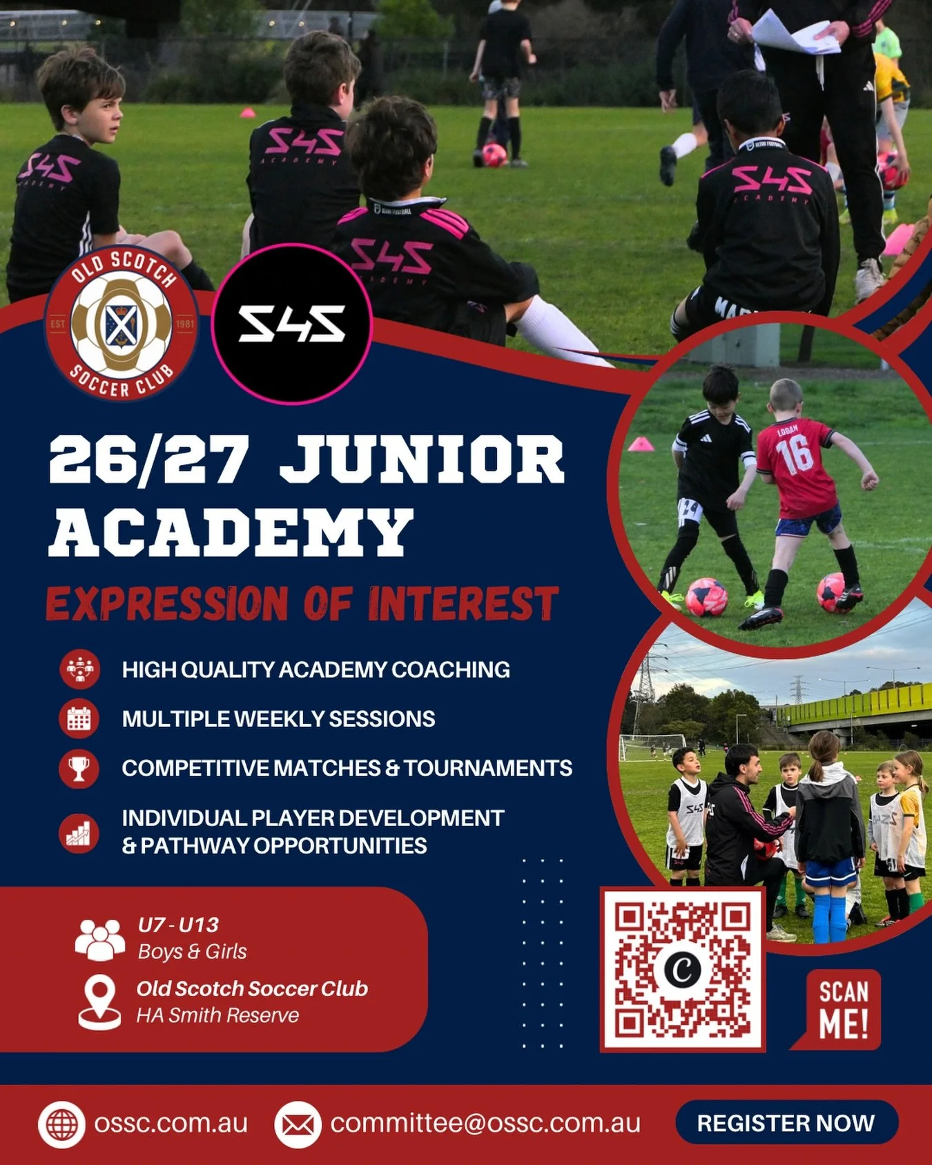 Don&rsquo;t forget to register for the Old Scotch Academy 2026/27 season, delivered in partnership with S4S Academy! 

Open to U7-U13 boys and girls, with a strong focus on quality coaching, player development, competitive matches and football pathwa