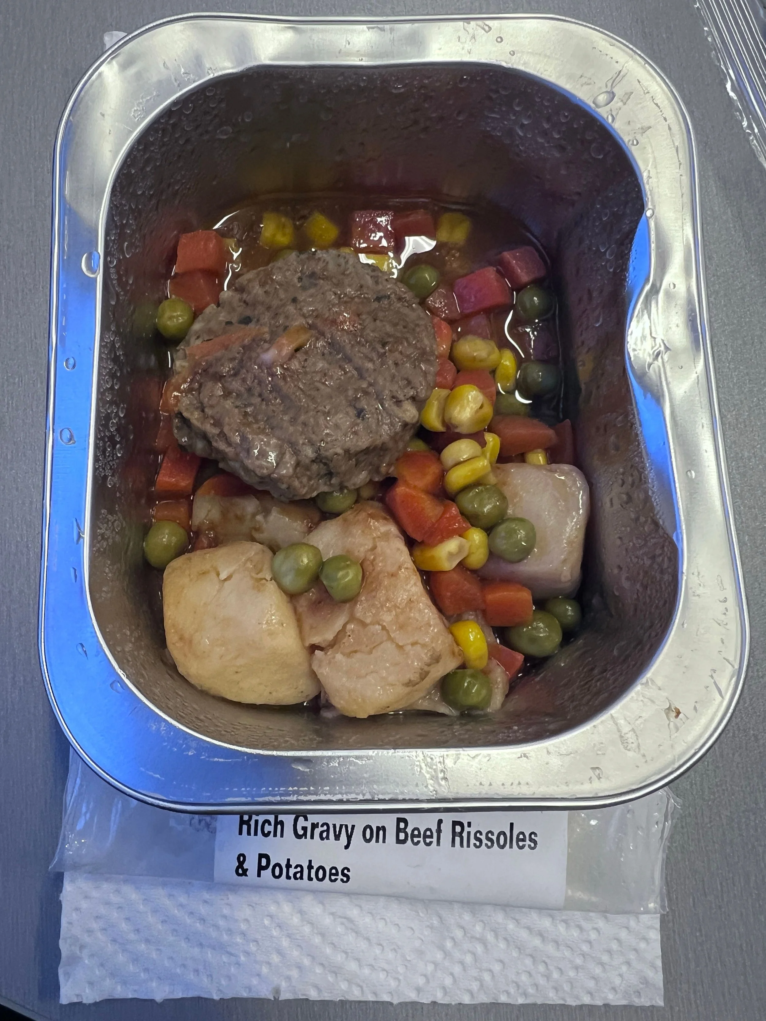 Rich Gravy on Beef Rissoles & Potatoes