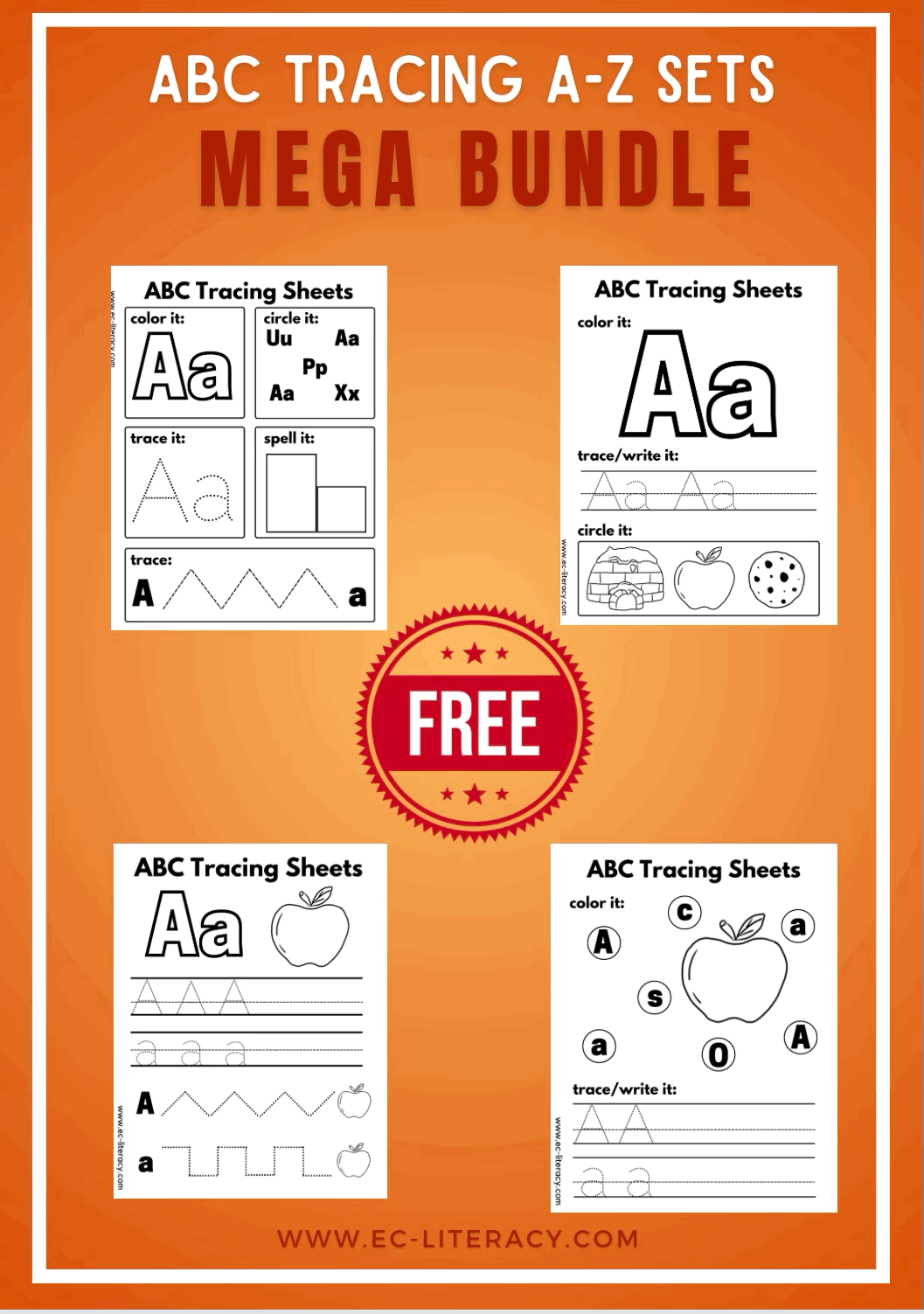 ABC Tracing A-Z Sheets: Mega Bundle