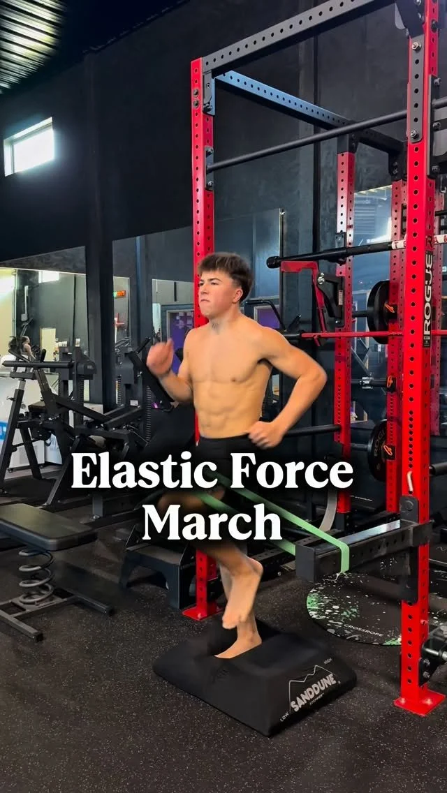 Every athlete can march — but few can maintain true drive under resistance.
This drill forces constant output through instability. The band challenges your drive. The sand dune takes your base. Together, they teach control, rhythm, and relentl