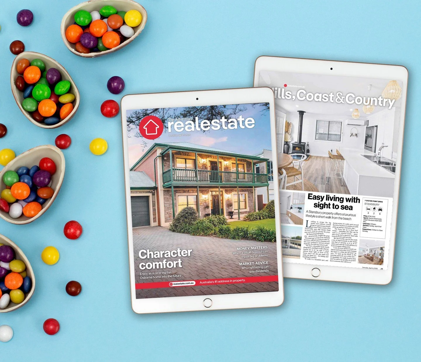 The Fotobase Group wishes everyone a very Happy Easter. It is certainly happy for us with our photography featuring on the cover of the Real Estate pull-out and the Hills, Coast &amp; Country.
.
#grateful #realestate #theadvertiser #thetiser #adelaid