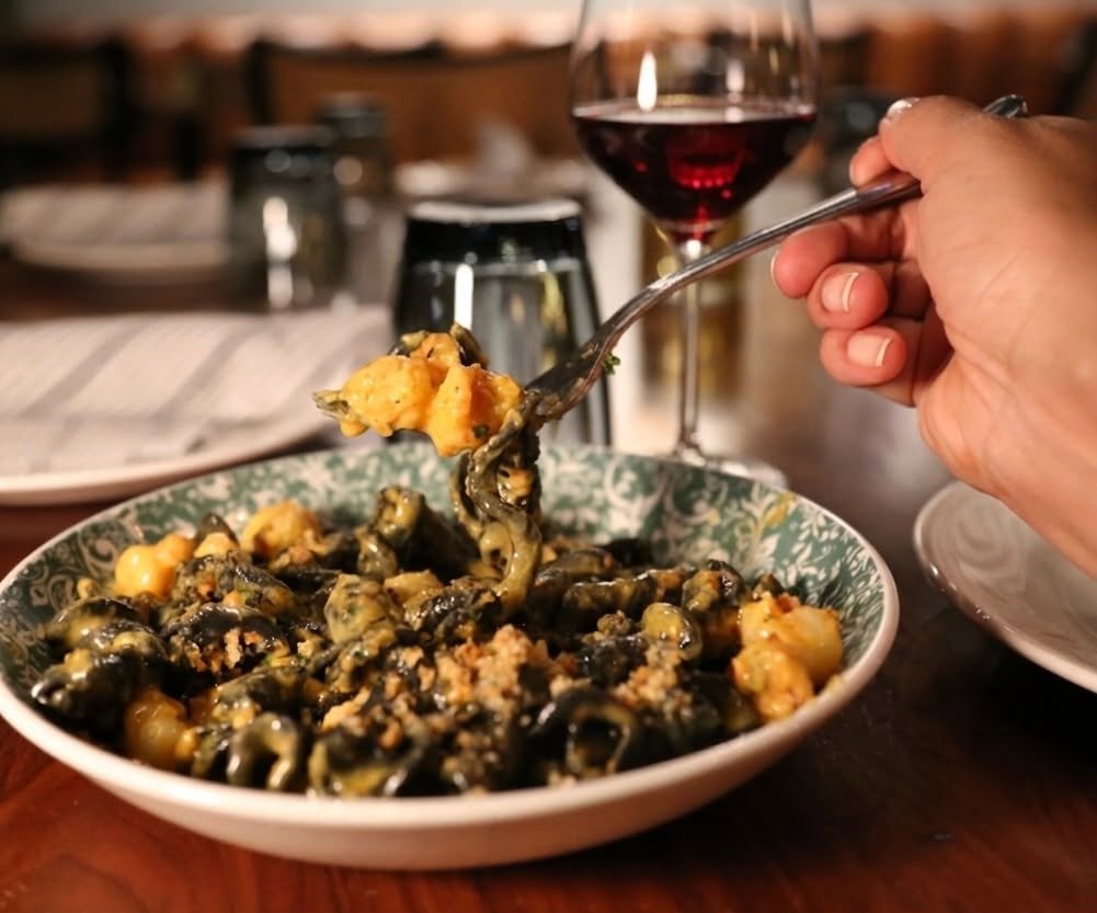 🖤 Squid Ink Campanelle &mdash; a dish that&rsquo;s been on the menu since day one, and for good reason.

Jet-black &lsquo;bells&rsquo; tossed in saffron chili butter, finished with golden pangratatto for that irresistible crunch. It&rsquo;s bold, it