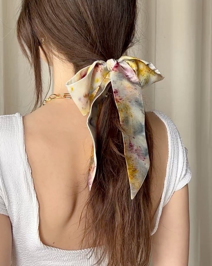 @lassolalune_studio natural dyed silk hair ribbons and scrunchies new in the shop 🤍

So excited to have Haylee&rsquo;s work in our space AND! Keep your ears up for her launch party in late June 🌸