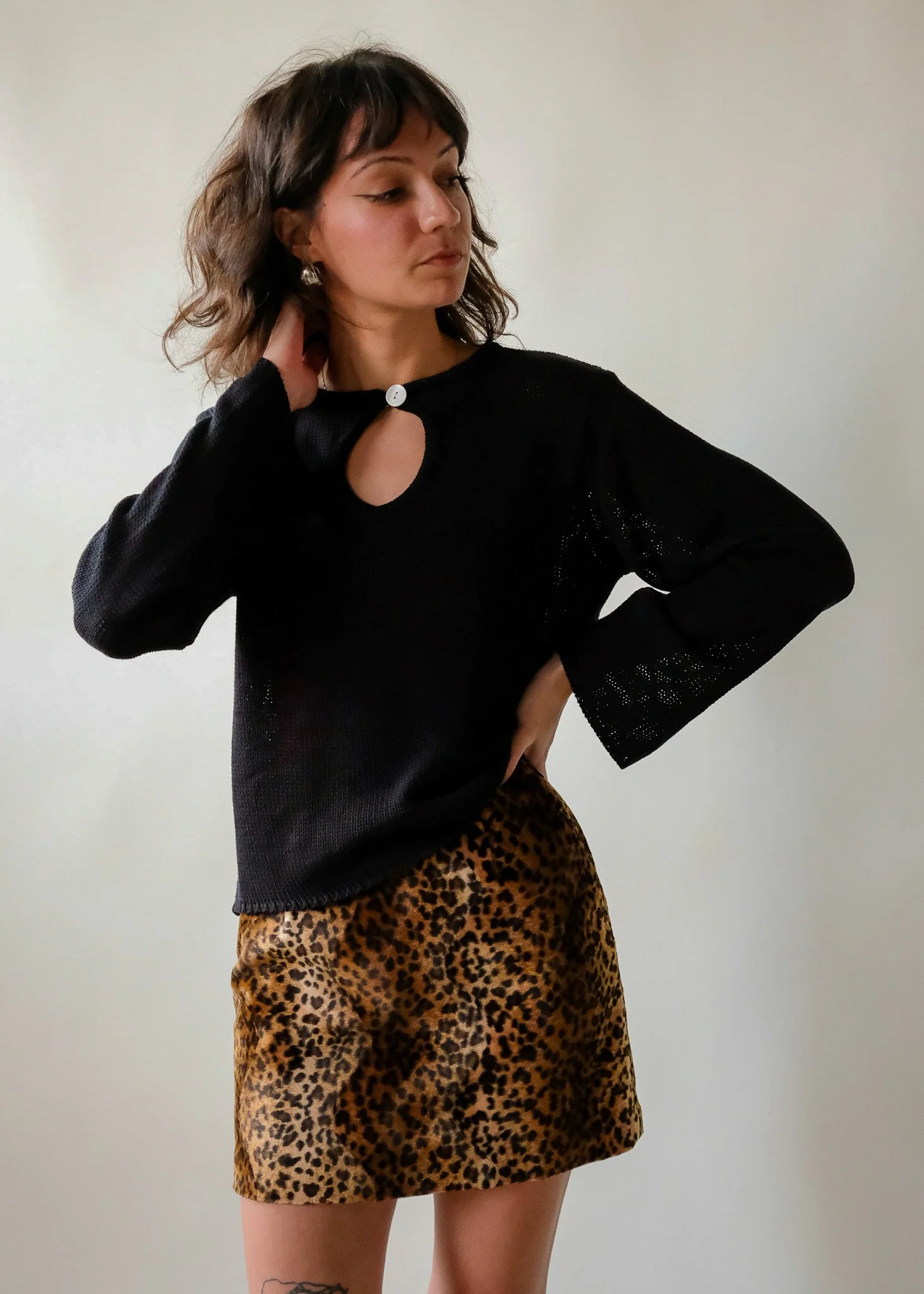 Tala Key Hole Sweater in Onyx