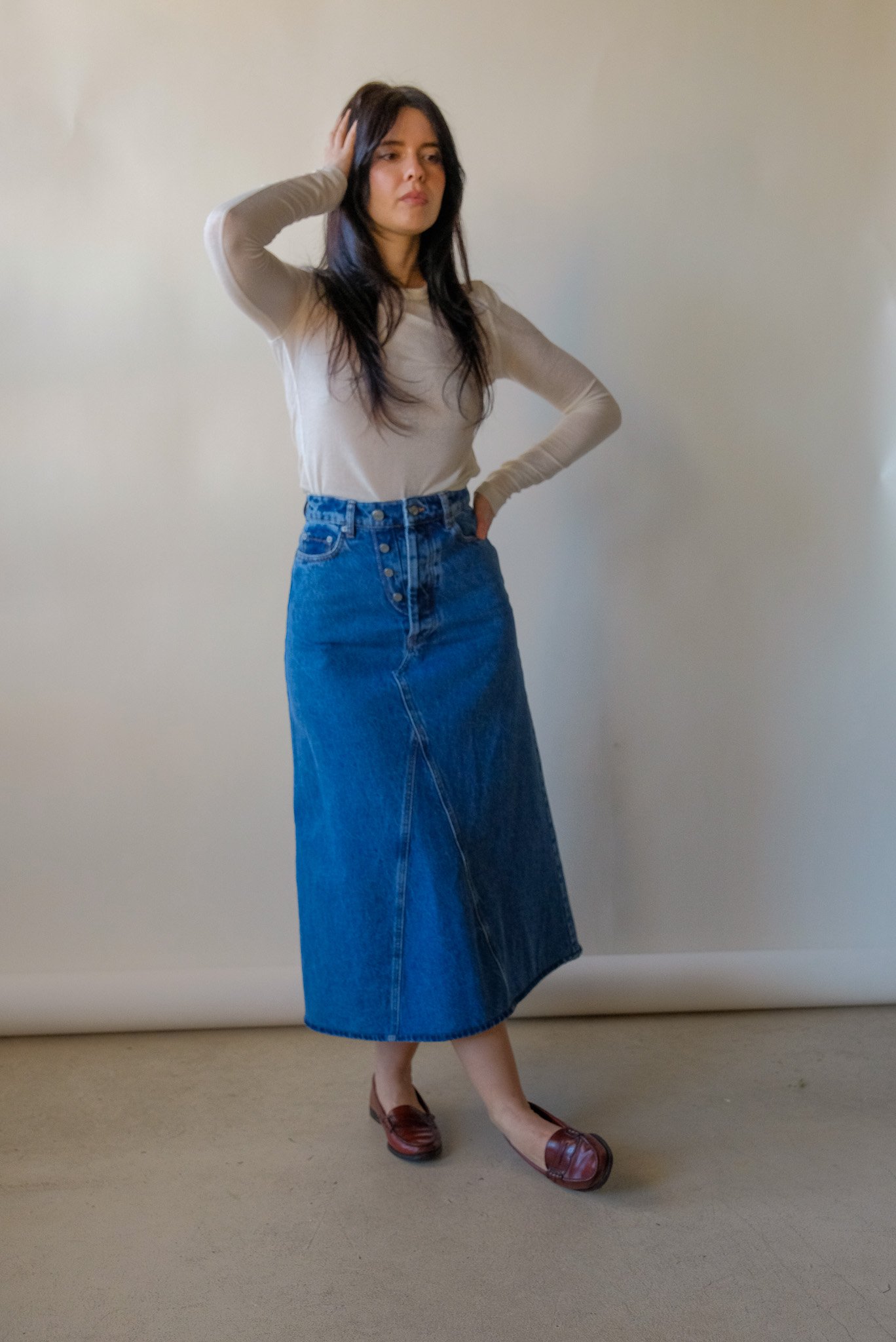 Ganni Asymmetrical Denim Skirt