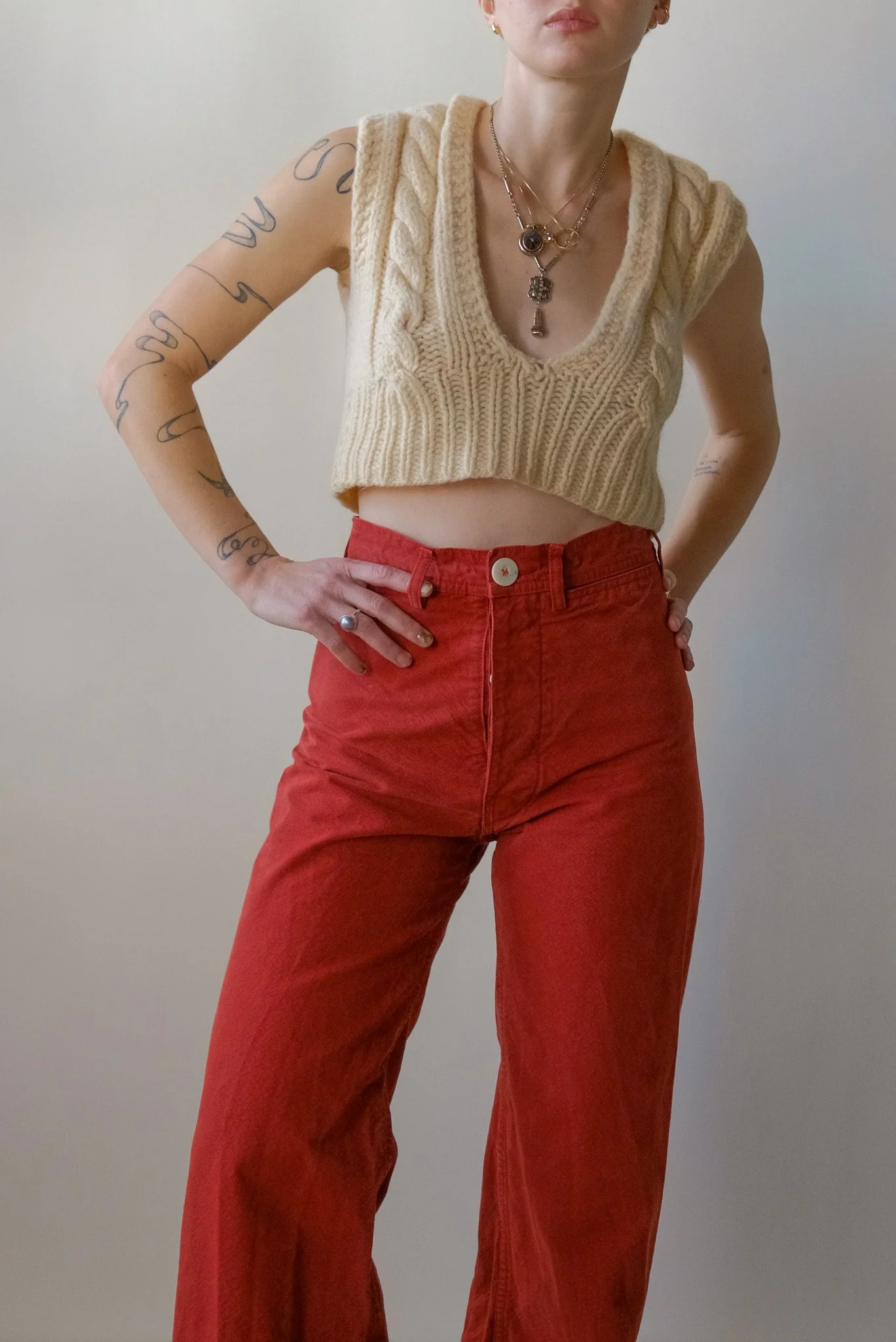 Crop Cable Knit Vest