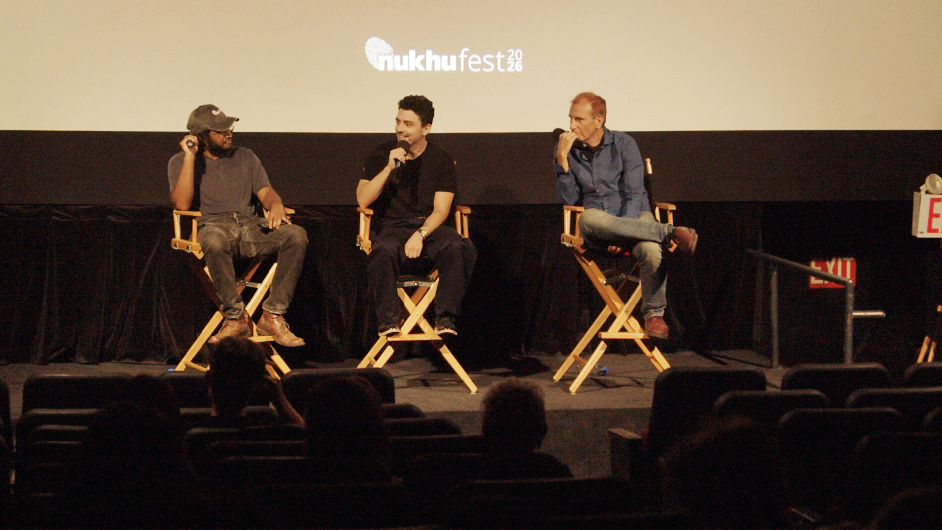 September 2026 · Jordan Flaherty and Mark Reyes join Nukhufest founder Sanjay Singh following the Other Worlds: Animation, Experiment & Possible Futures screening at Cinema Village, New York City.